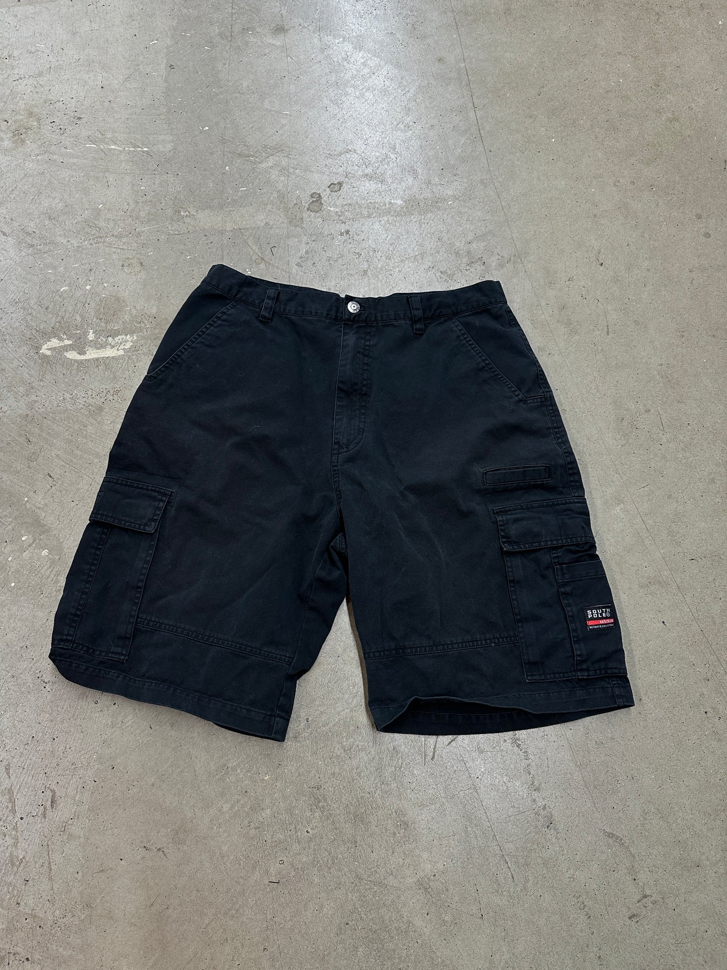 Y2K Southpole Black Cargo Shorts Sz 36