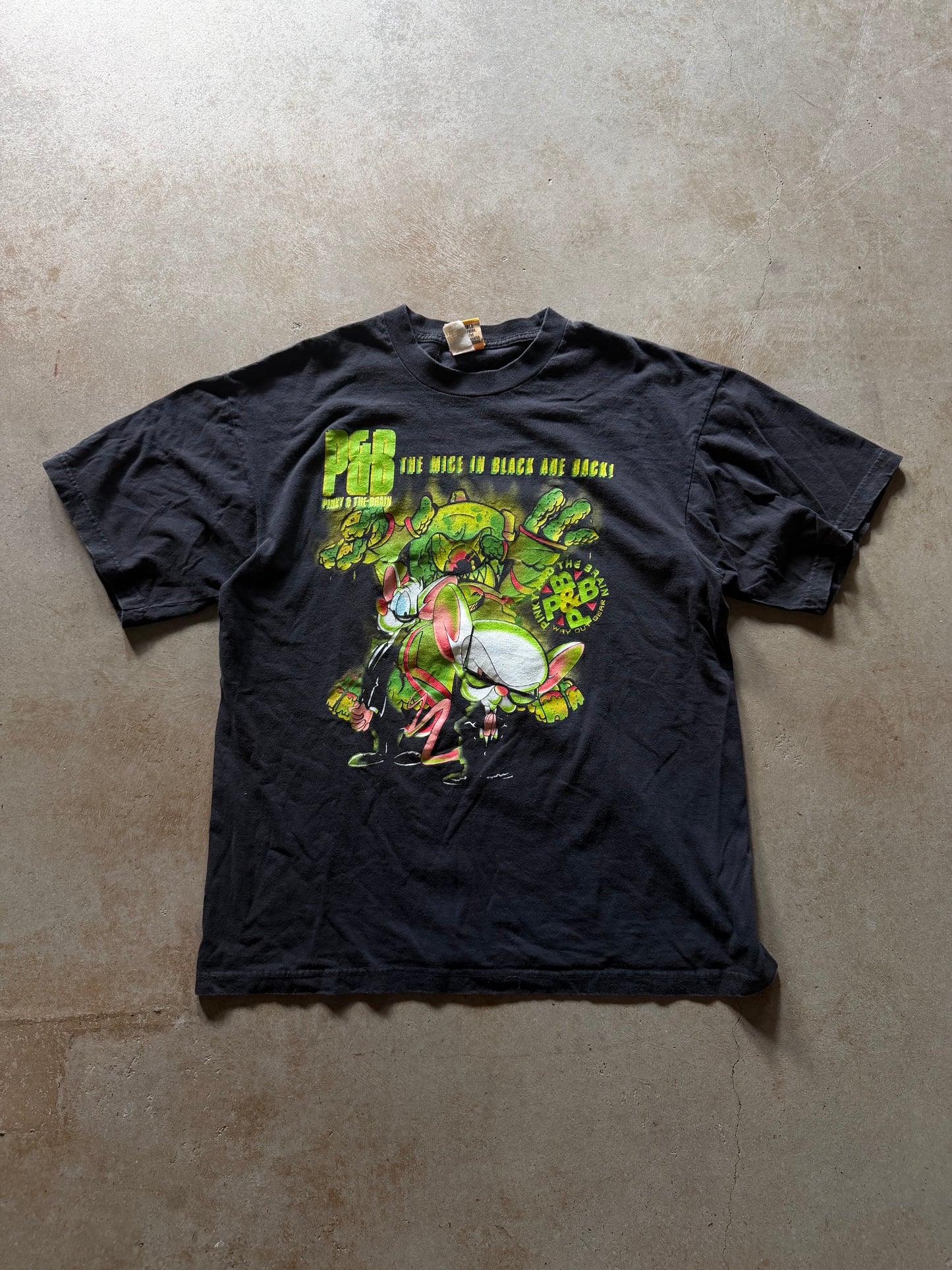 VTG Animaniacs Pinky & The Brain Mice In Black Tee Sz XL