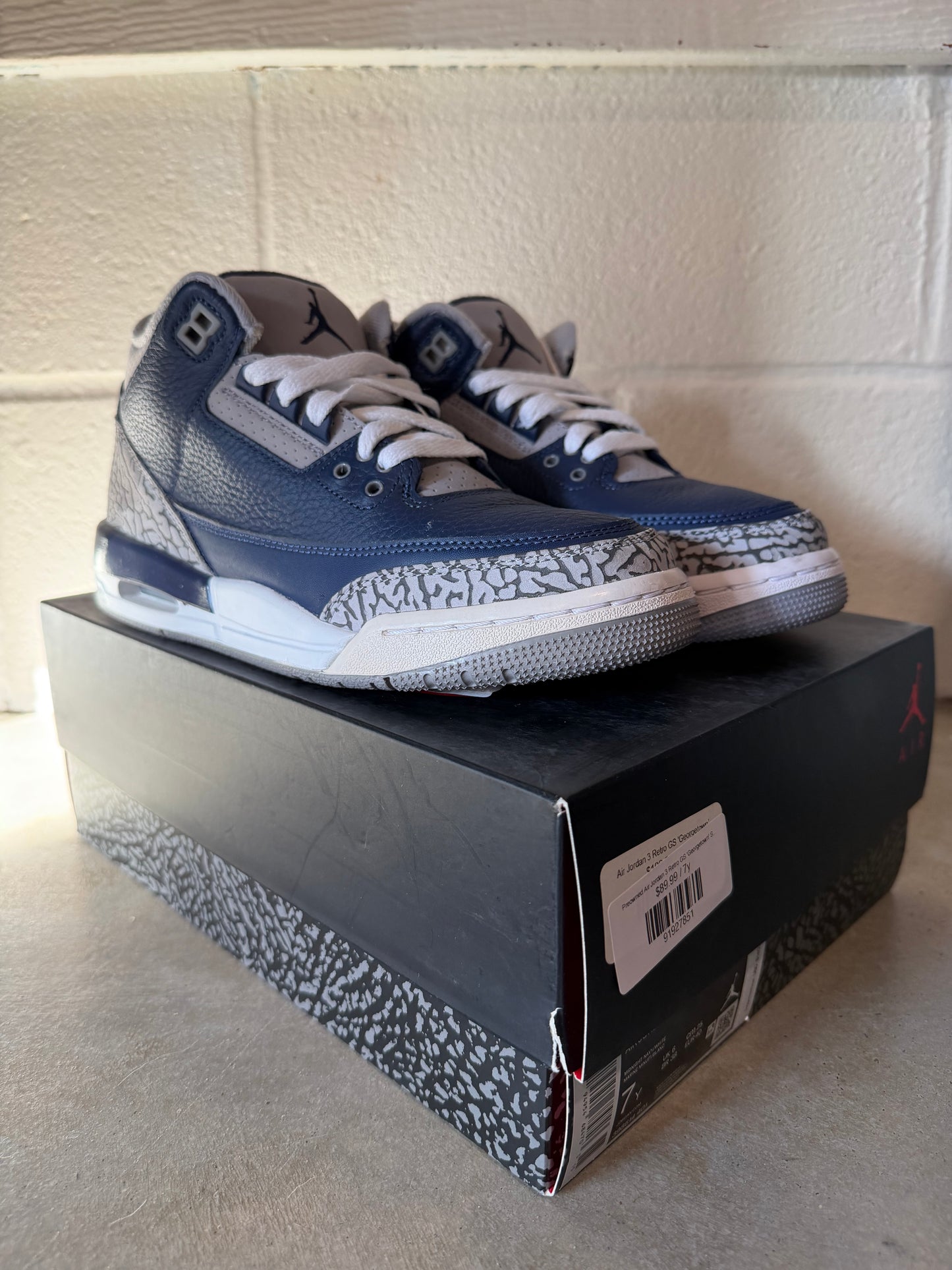 Preowned Air Jordan 3 Retro GS 'Georgetown' Sz 7y