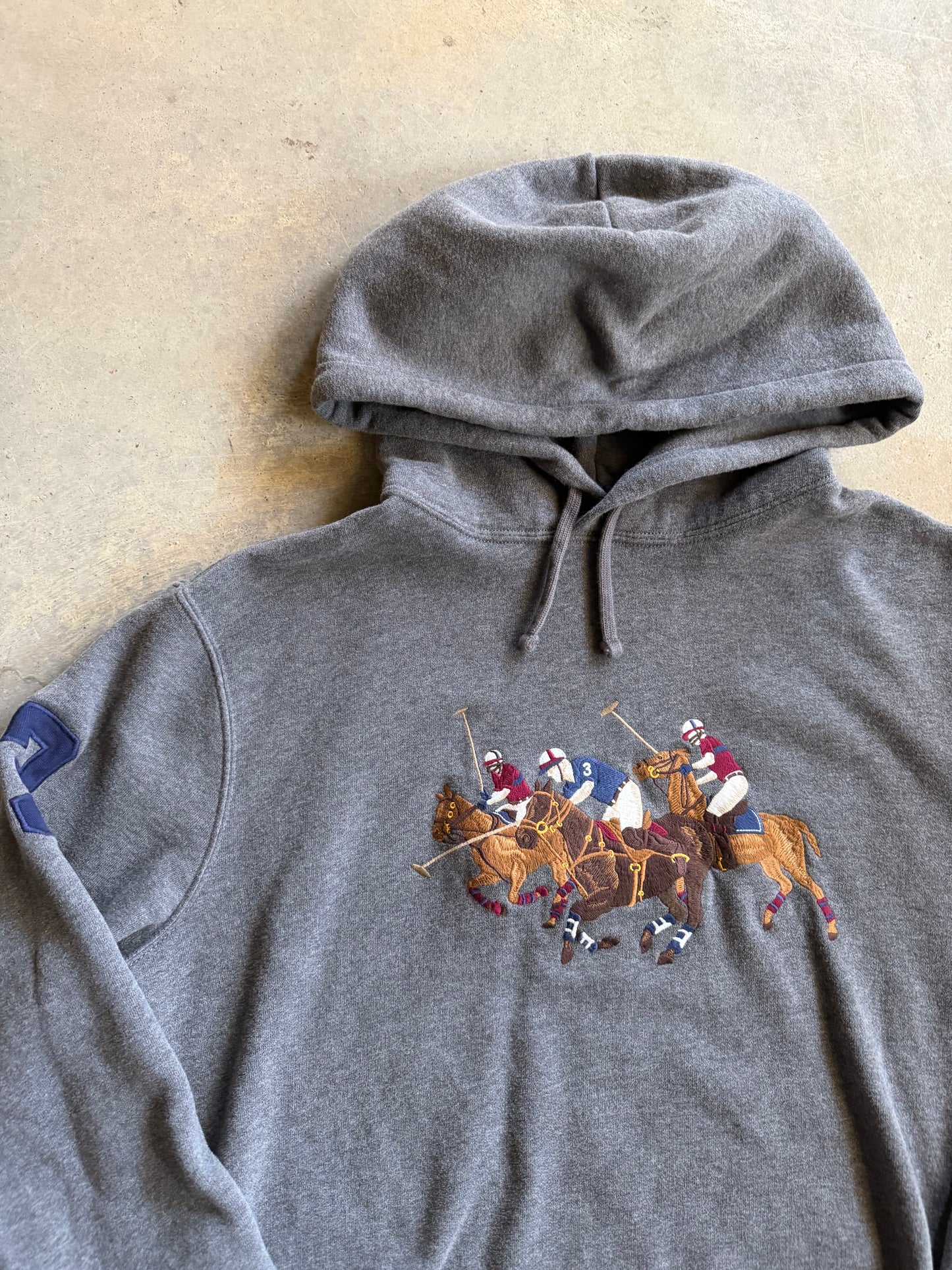 Polo Ralph Lauren Horses Gray Hoodie Sz L