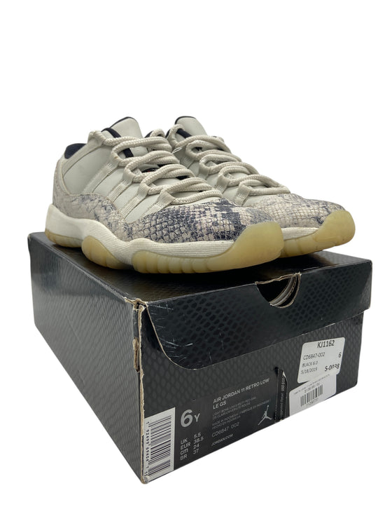 Preowned Air Jordan 11 GS Low Snake Light Bone Sz 6y