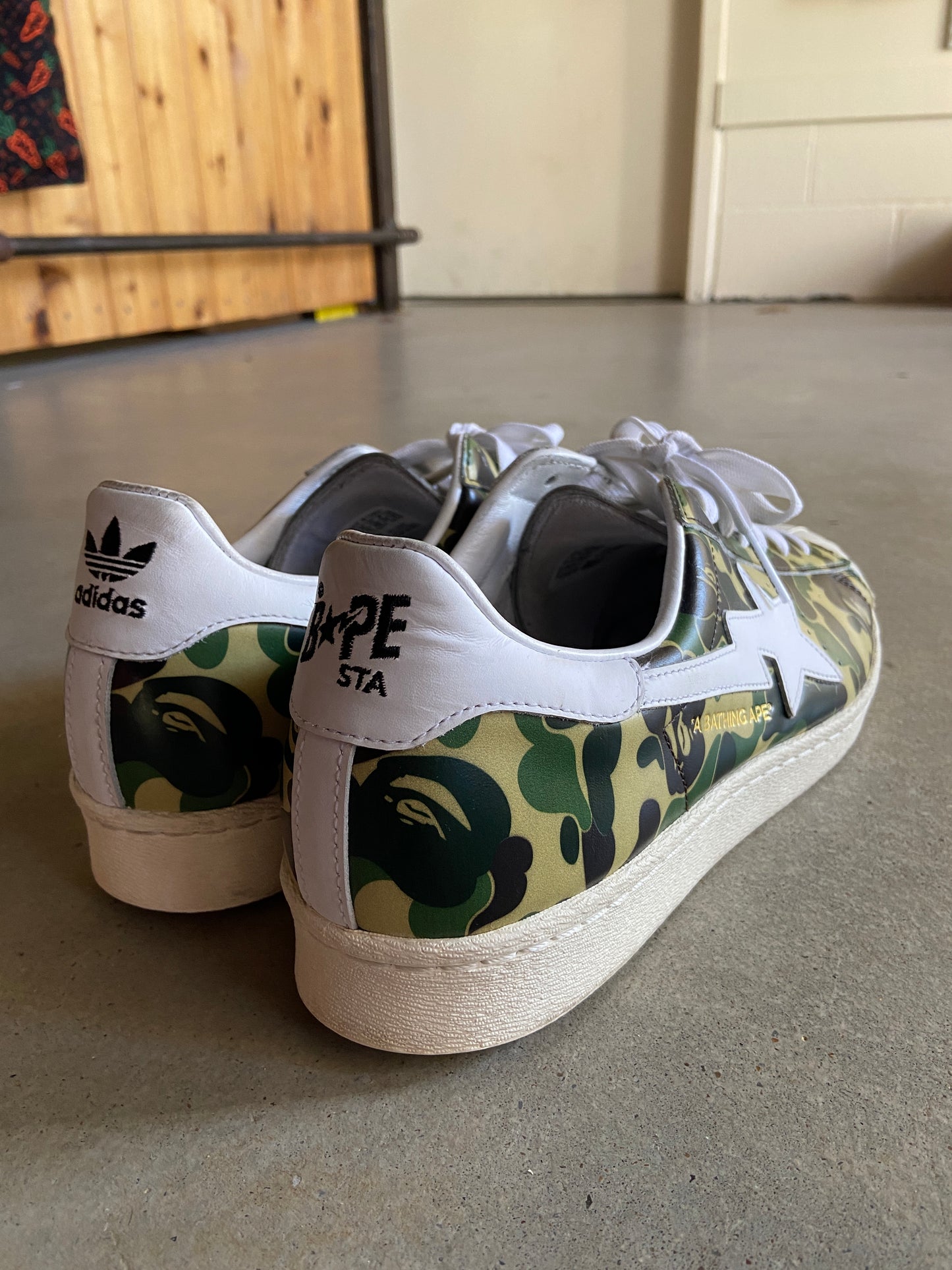 Preowned Adidas Superstar Bape ABC Camo Green Sz 11.5M/13W