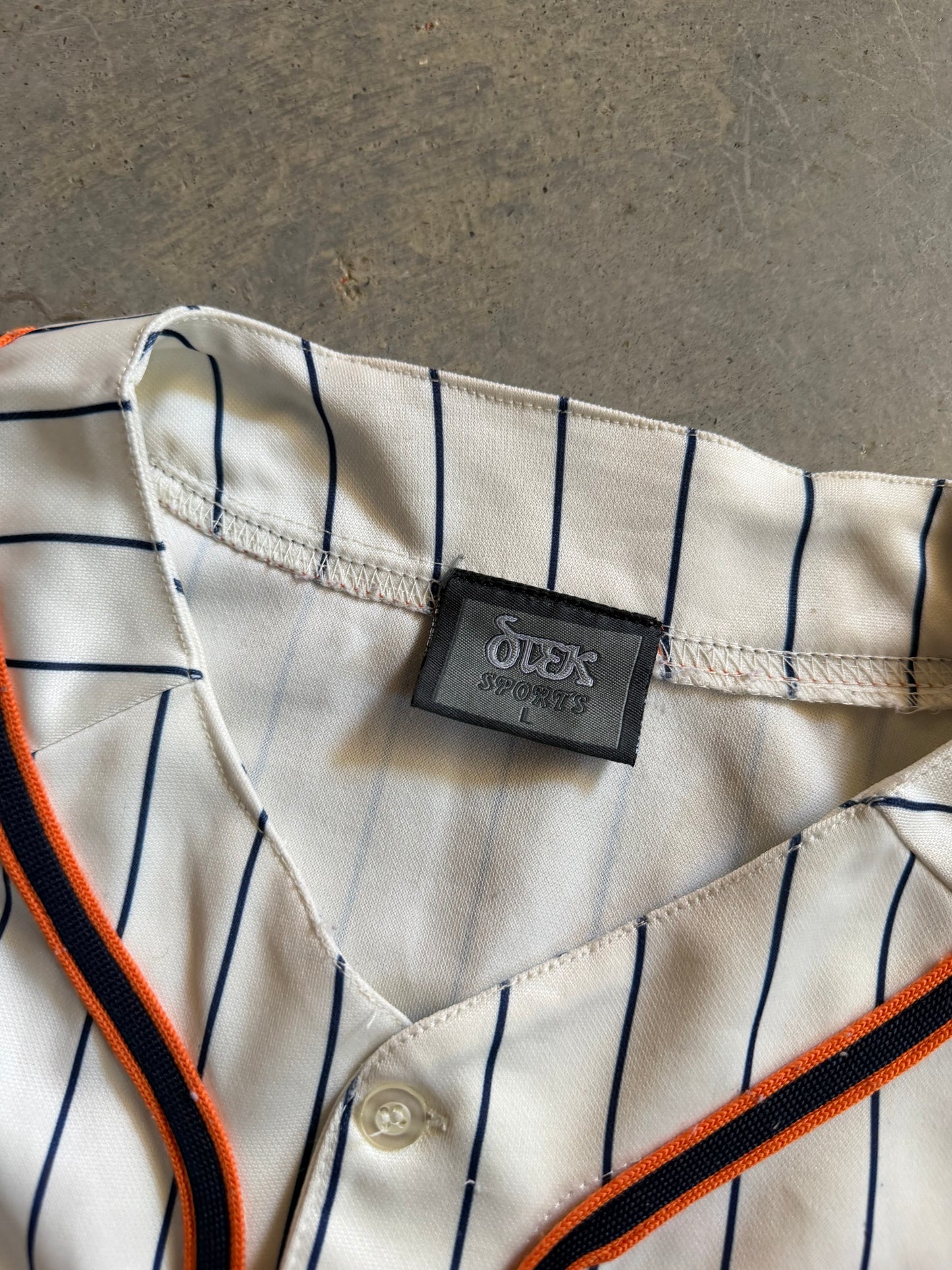 New York Otek Sports Stripe Baseball Jersey Sz L