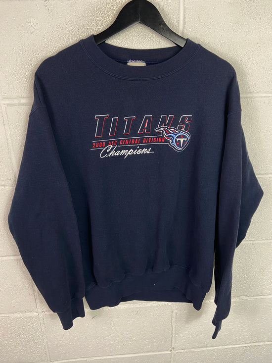 VTG Lee Sport Tennessee Titans Embroidered Crewneck Sz L