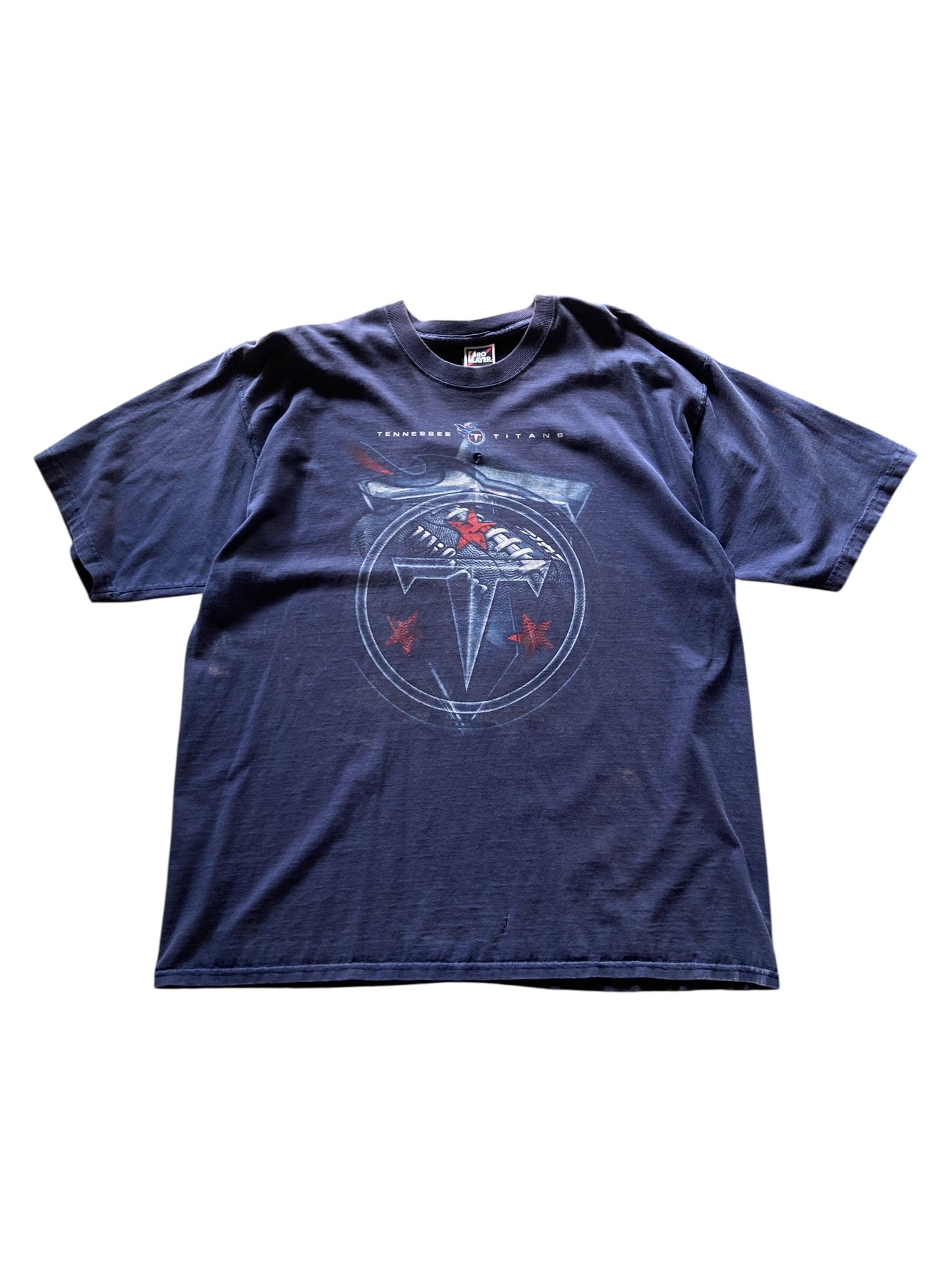 Vintage Thrashed Tennessee Titans 3D Logo Tee Sz XXL