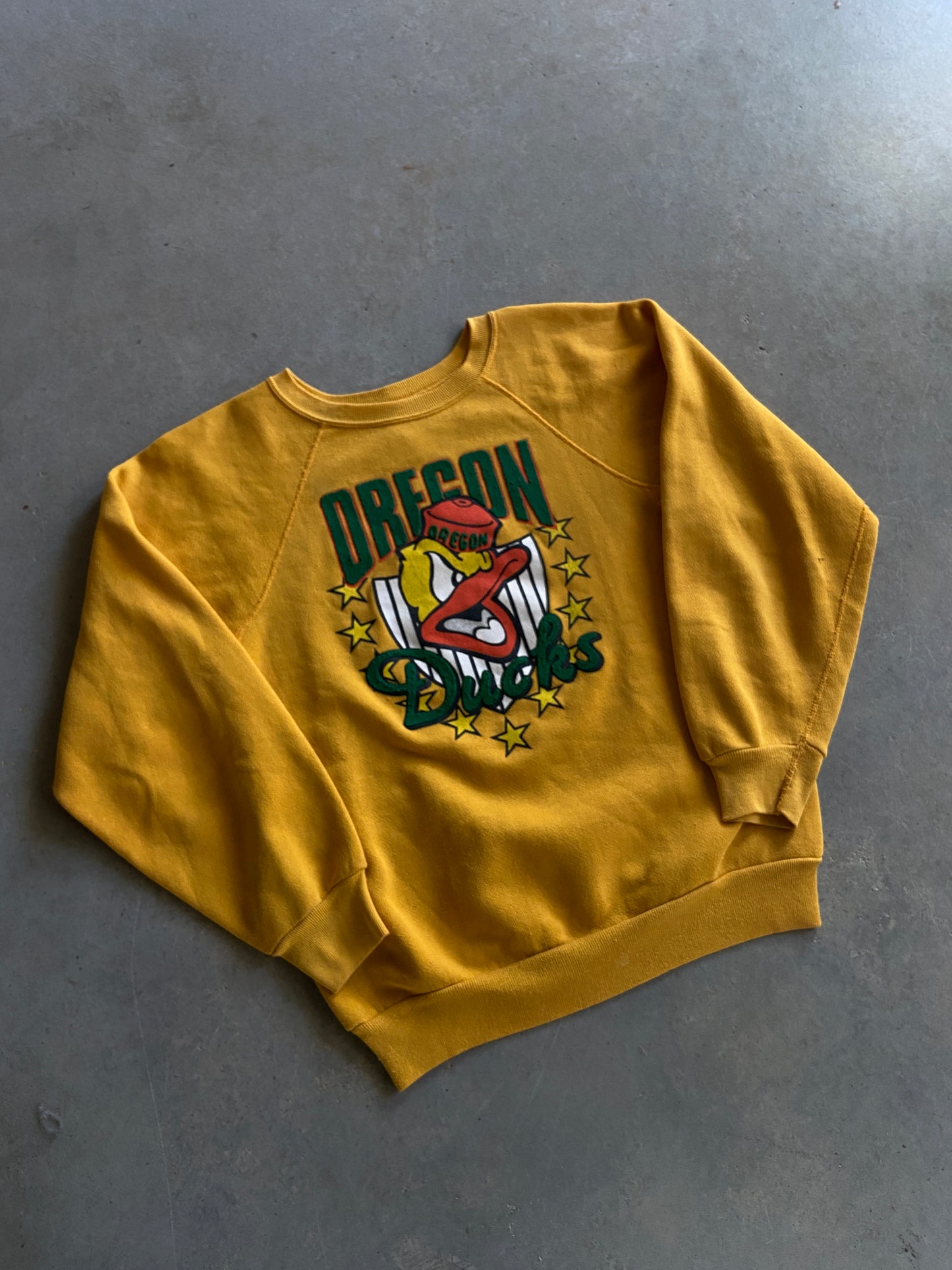VTG 80s Oregon Ducks Graphic Discus Sweatshirt Sz Med