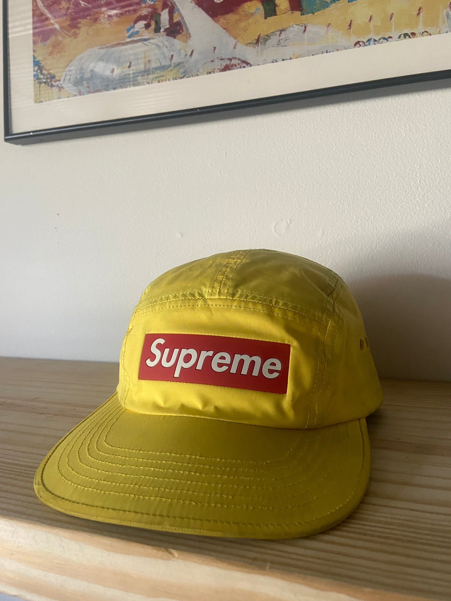 FW20 Supreme inset logo Camp Cap “Yellow”