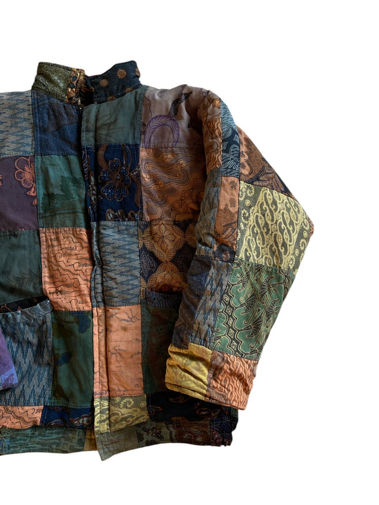 VTG Go Fish Reversible Patchwork Jacket Sz S