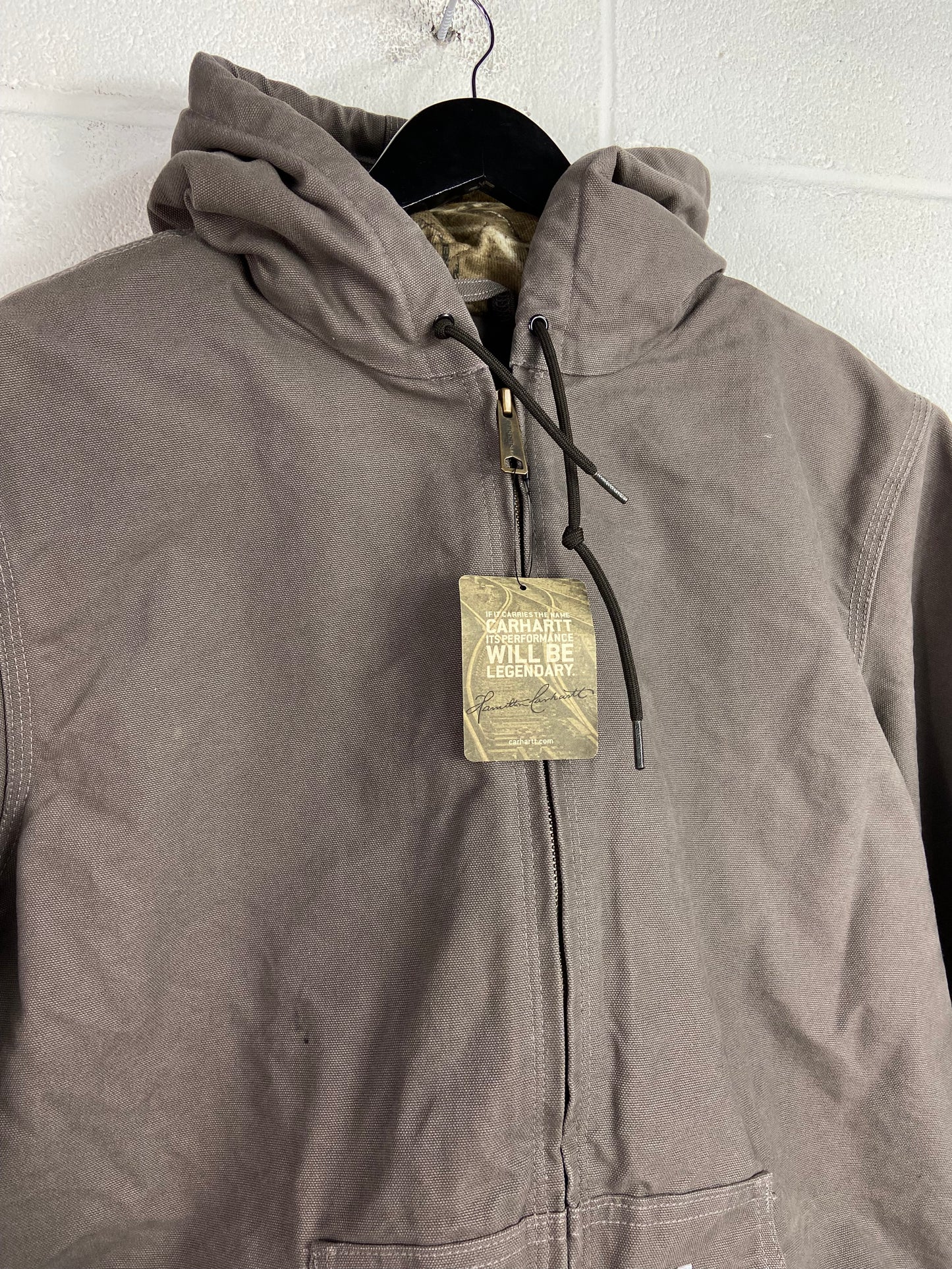 Carhartt Ash Grey Hooded Work Jacket Sz Med