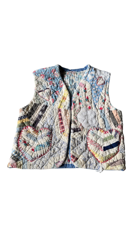 VTG Designs By Carol Patchwork Vest Sz Wmns M