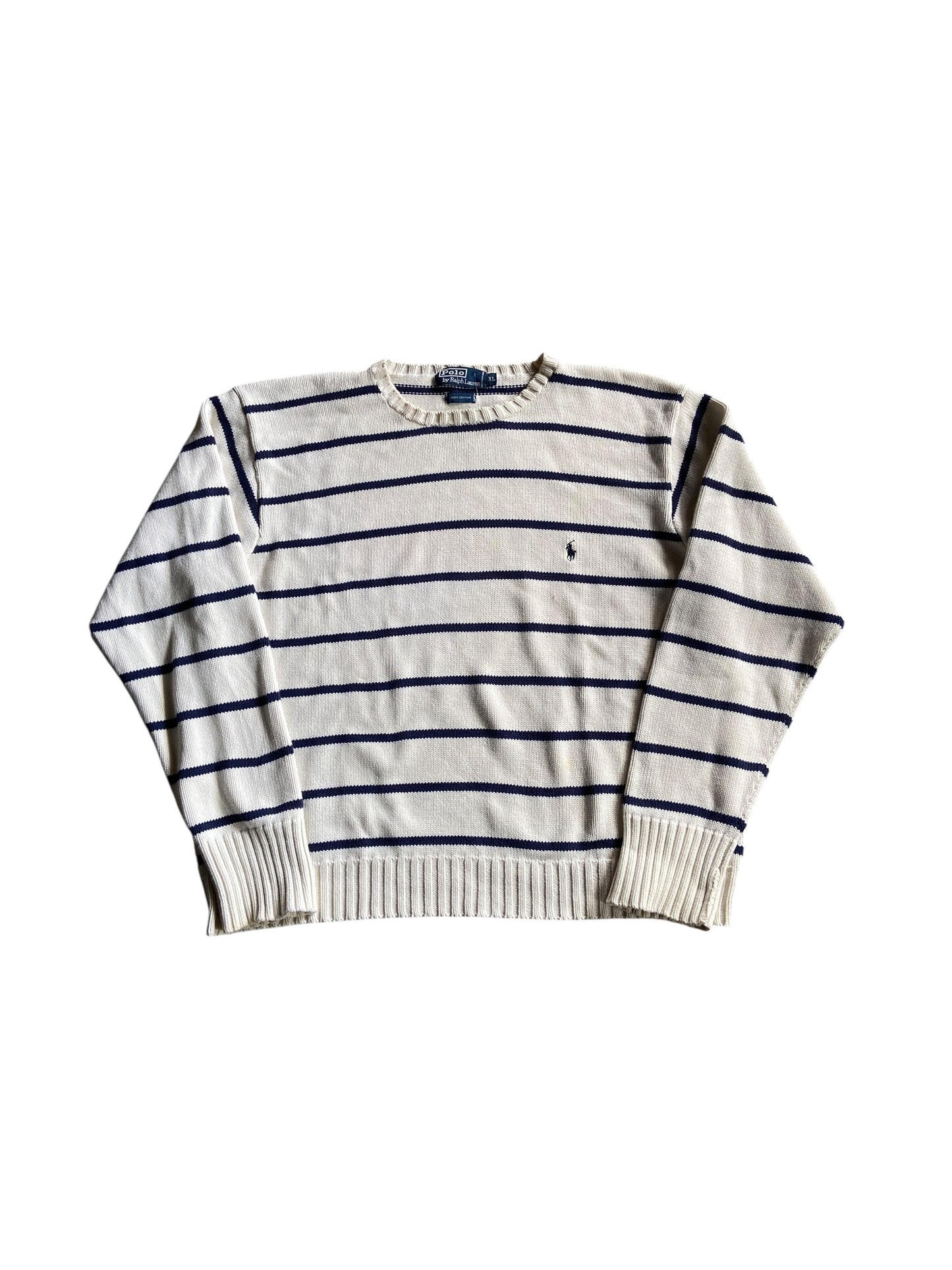 VTG Polo Striped Knit Sweater Sz XL
