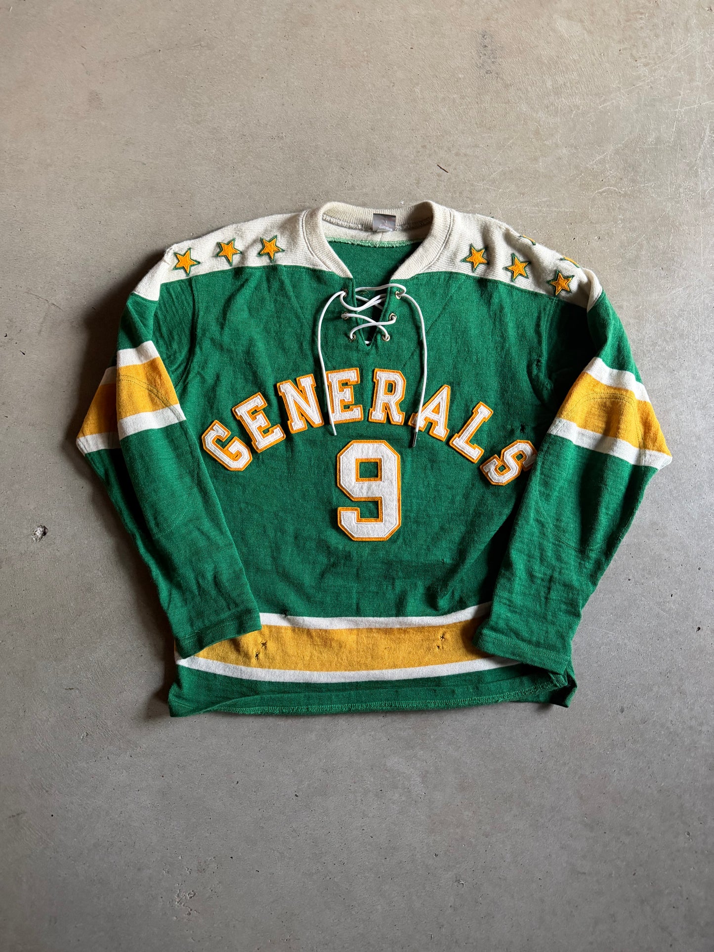 Ebbets Field Central Green Wool Hockey Jersey Sz L/XL