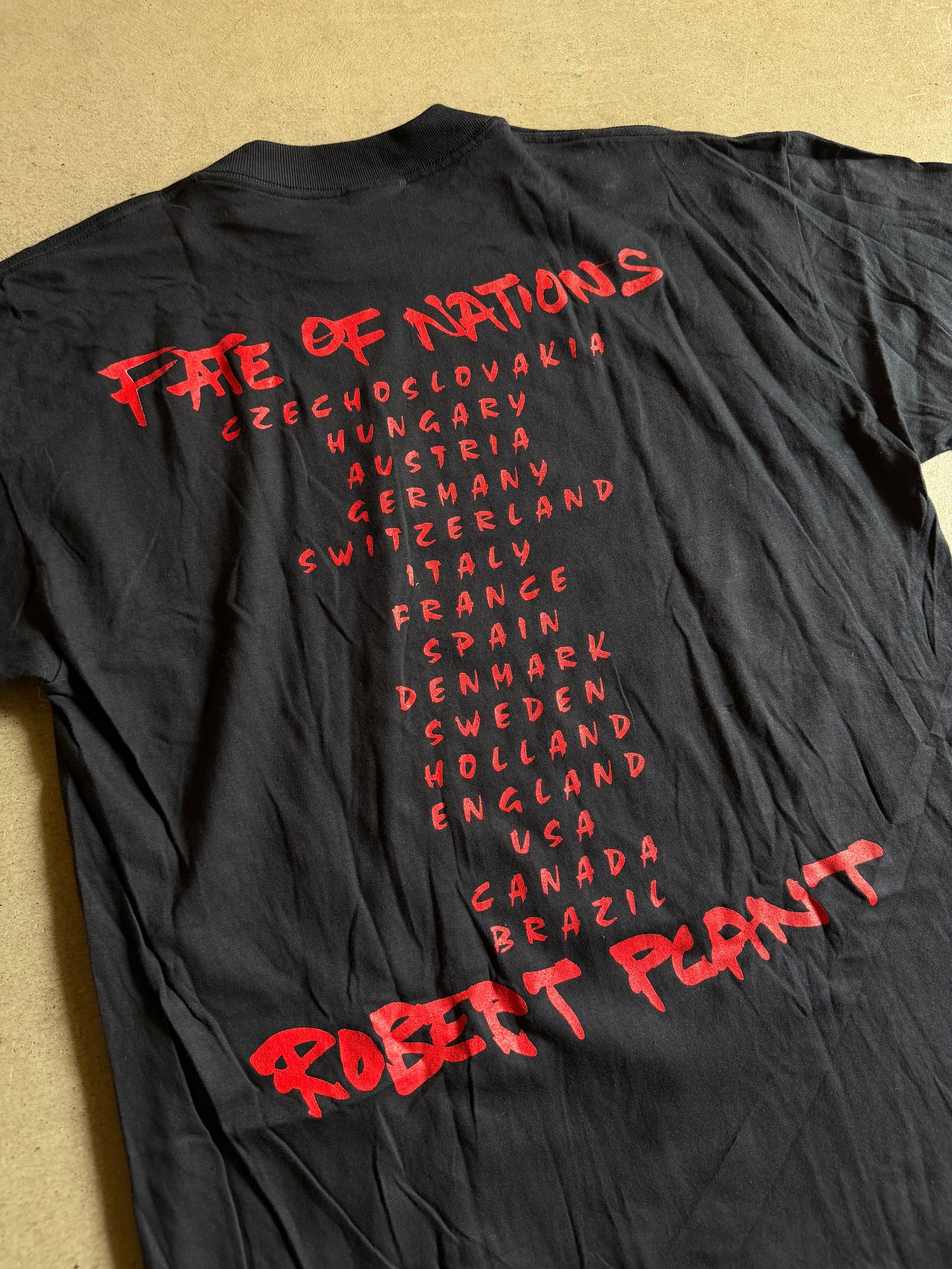 VTG 1992 Robert Plant Fate of Nations Tour Tee Sz XL