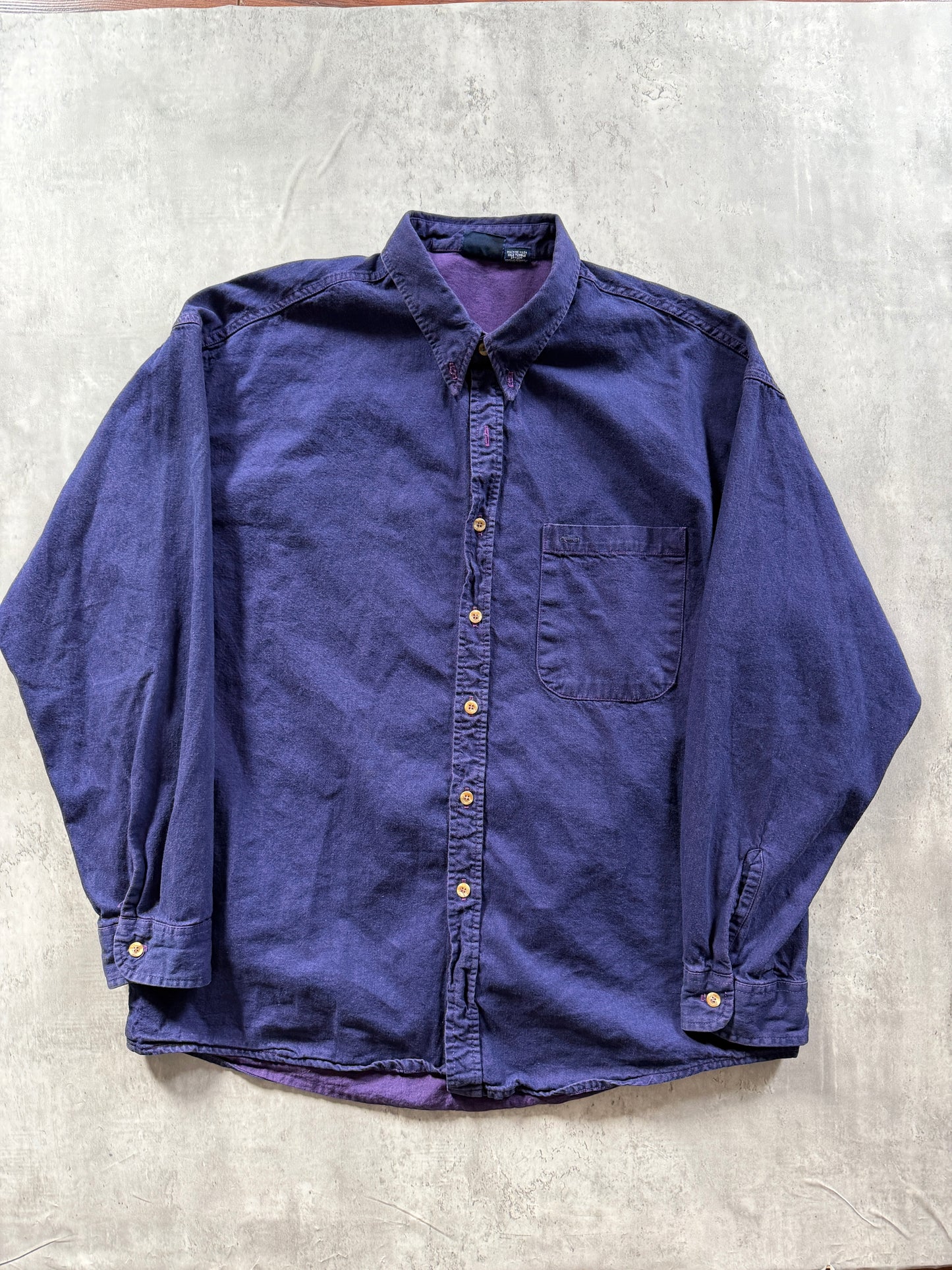 VTG Bonne Homme Purple Canvas Button Shirt Sz XL