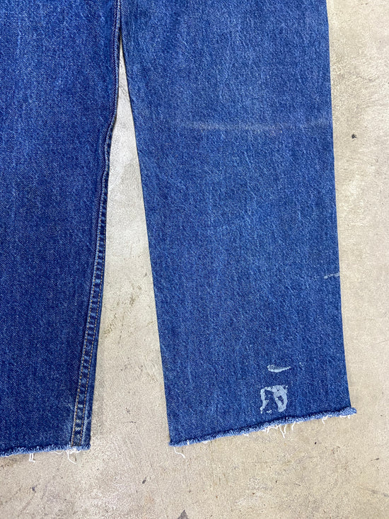 VTG Levi's 505 Orange Tab Blue Cropped Denim Jeans Sz 36x27