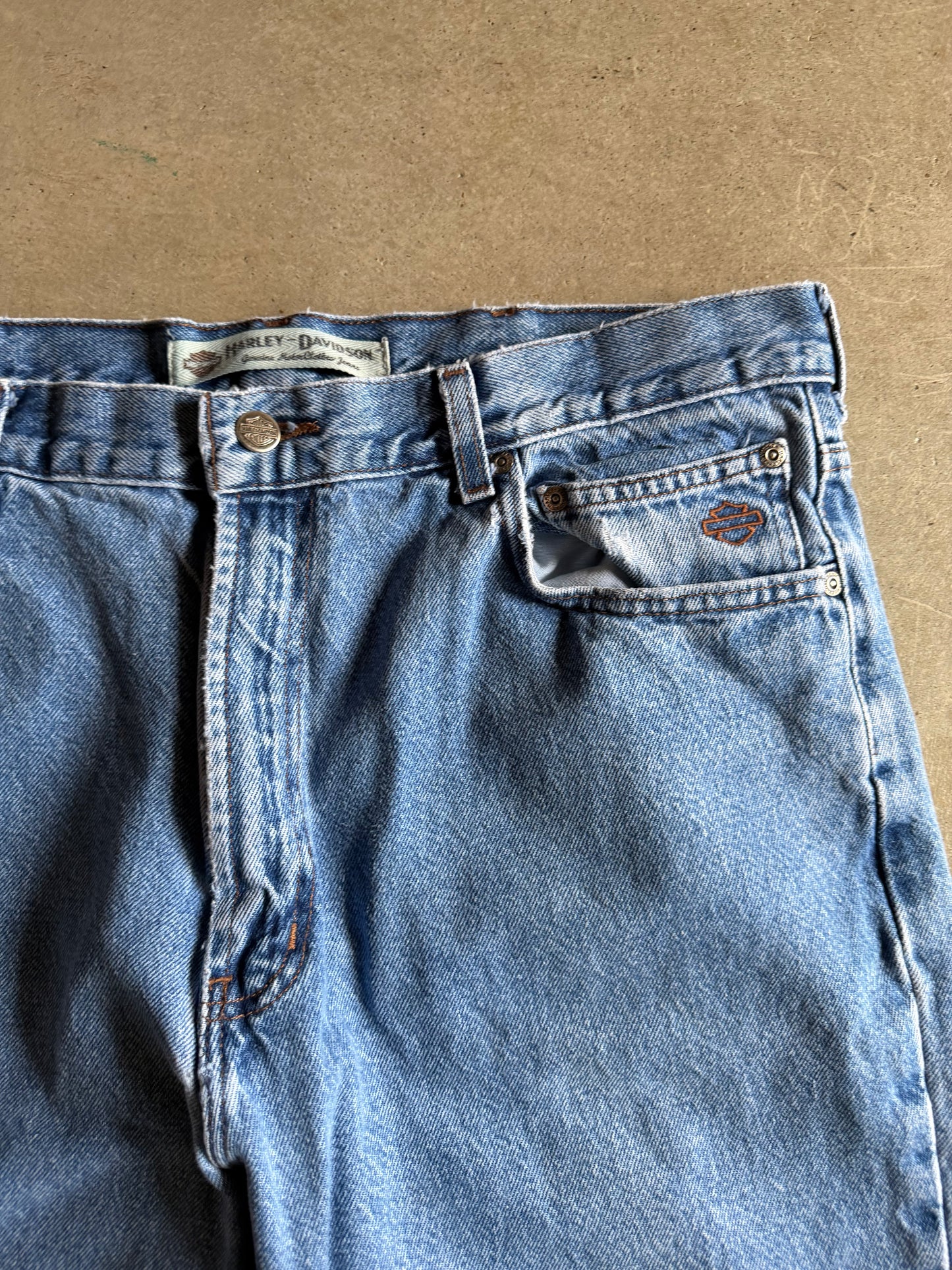 Harley Davidson Blue Denim Jeans Sz 38x32