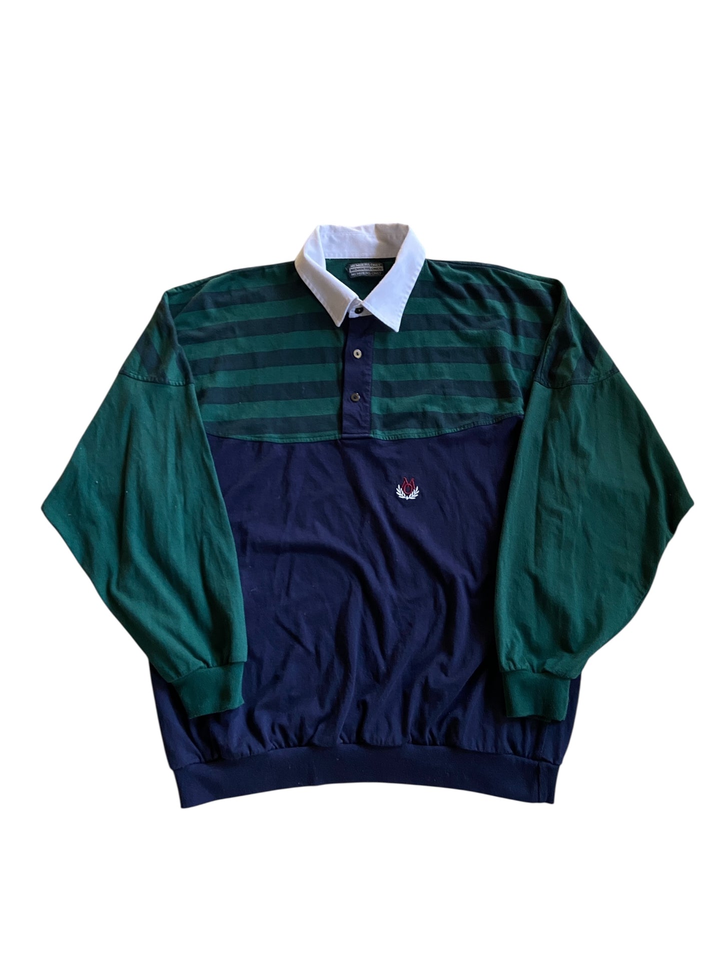 VTG Members Only Cuffed Rugby Sweater Sz XL