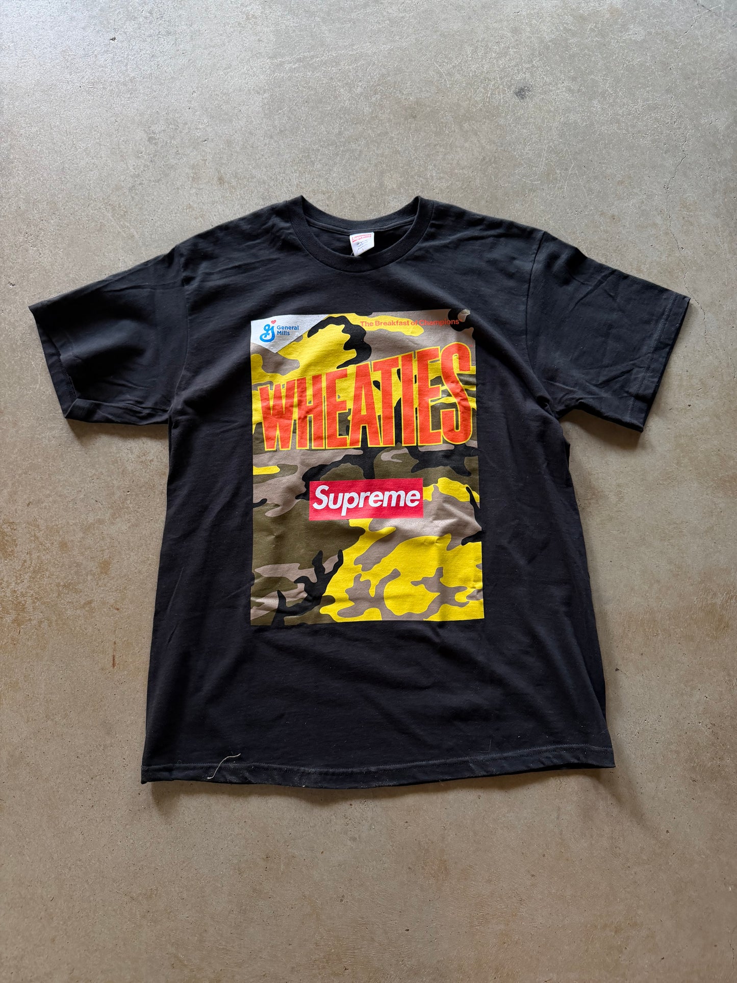 Preowned Supreme Wheaties Tee Black Sz L