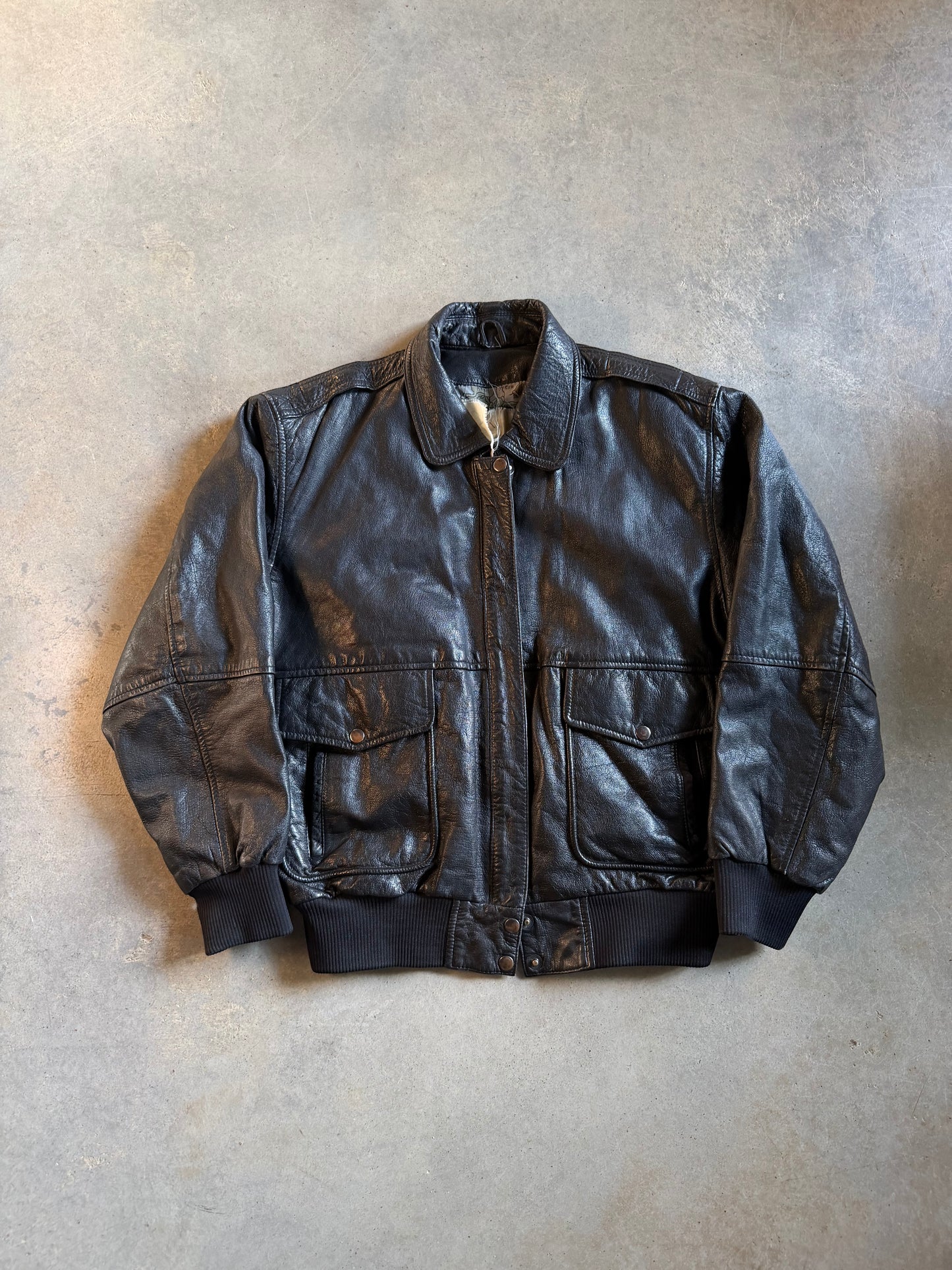 VTG Aviation Leather Jacket Sz M