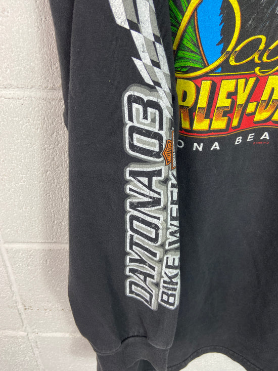 2003 Harley Davidson Daytona Eagle Spellout L/S Tee Sz L