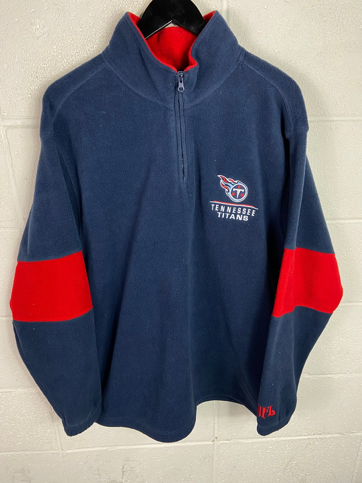 VTG Tennessee Titans Embroidered Quarter Zip Fleece Pullover Sz XL