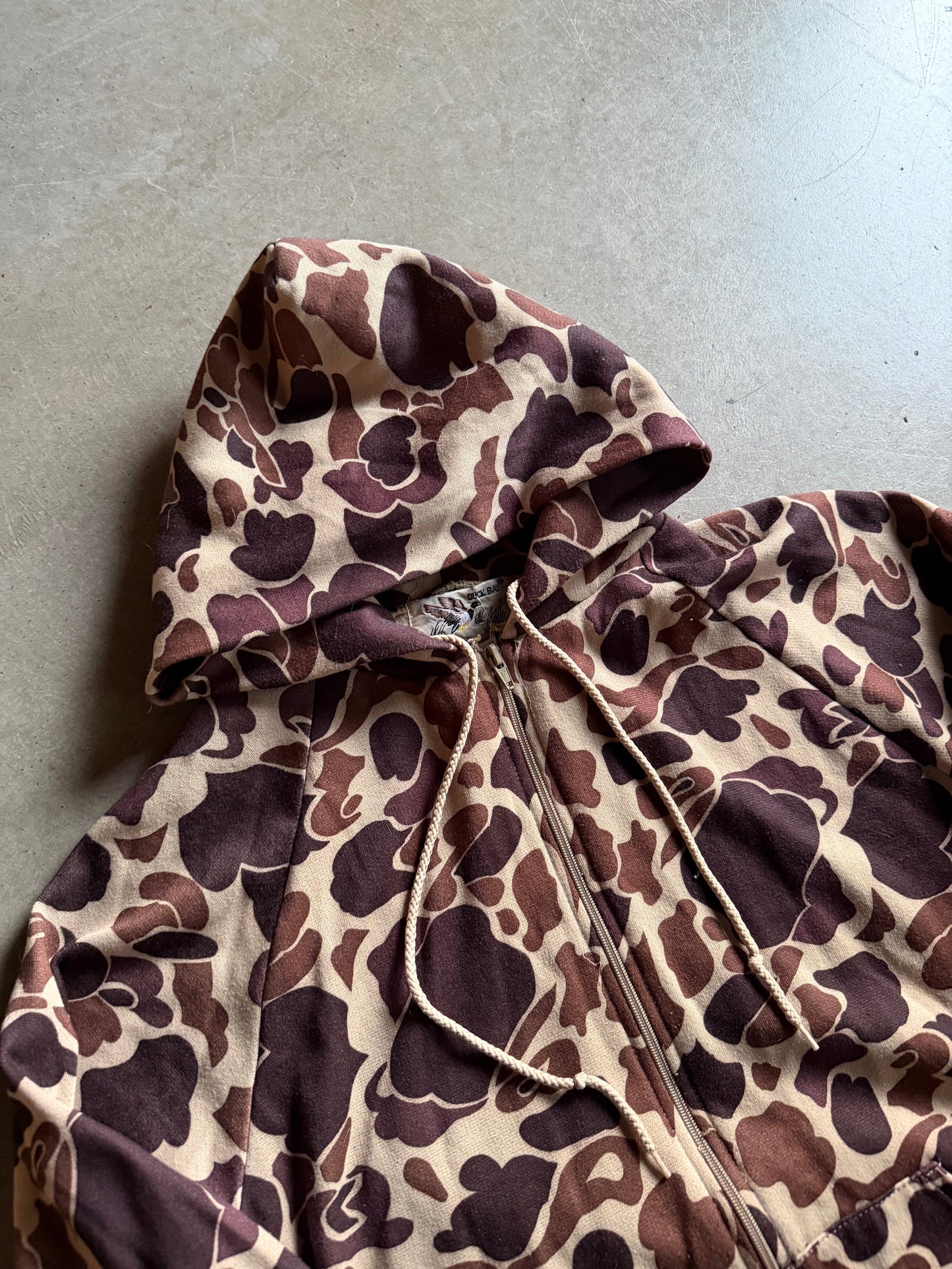 VTG Duck Bay Desert Camo Zip Up Hoodie Sz L