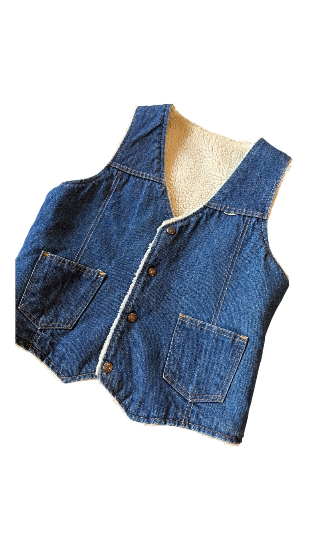 VTG Nelson Sherpa Denim Vest Sz S