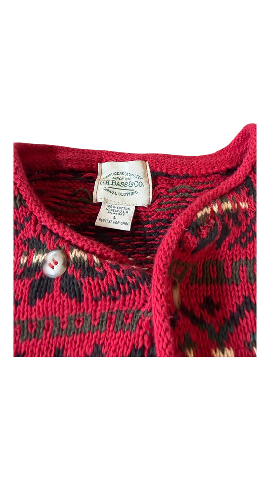 VTG GH Bass Knit Henley Sweater Sz M