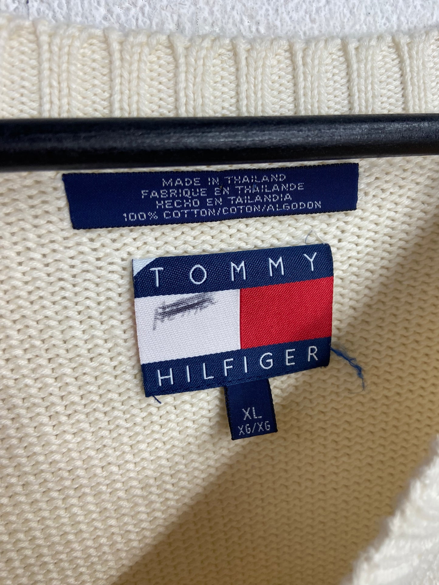 VTG Tommy Hilfiger White Emblem Sweater Vest Sz XL