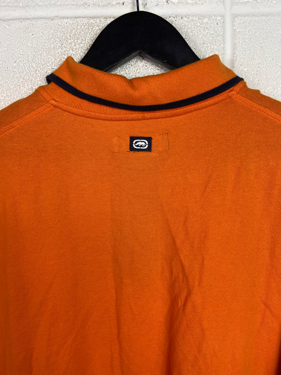 Y2K Ecko Unltd Orange Emblem Polo Shirt Sz XL