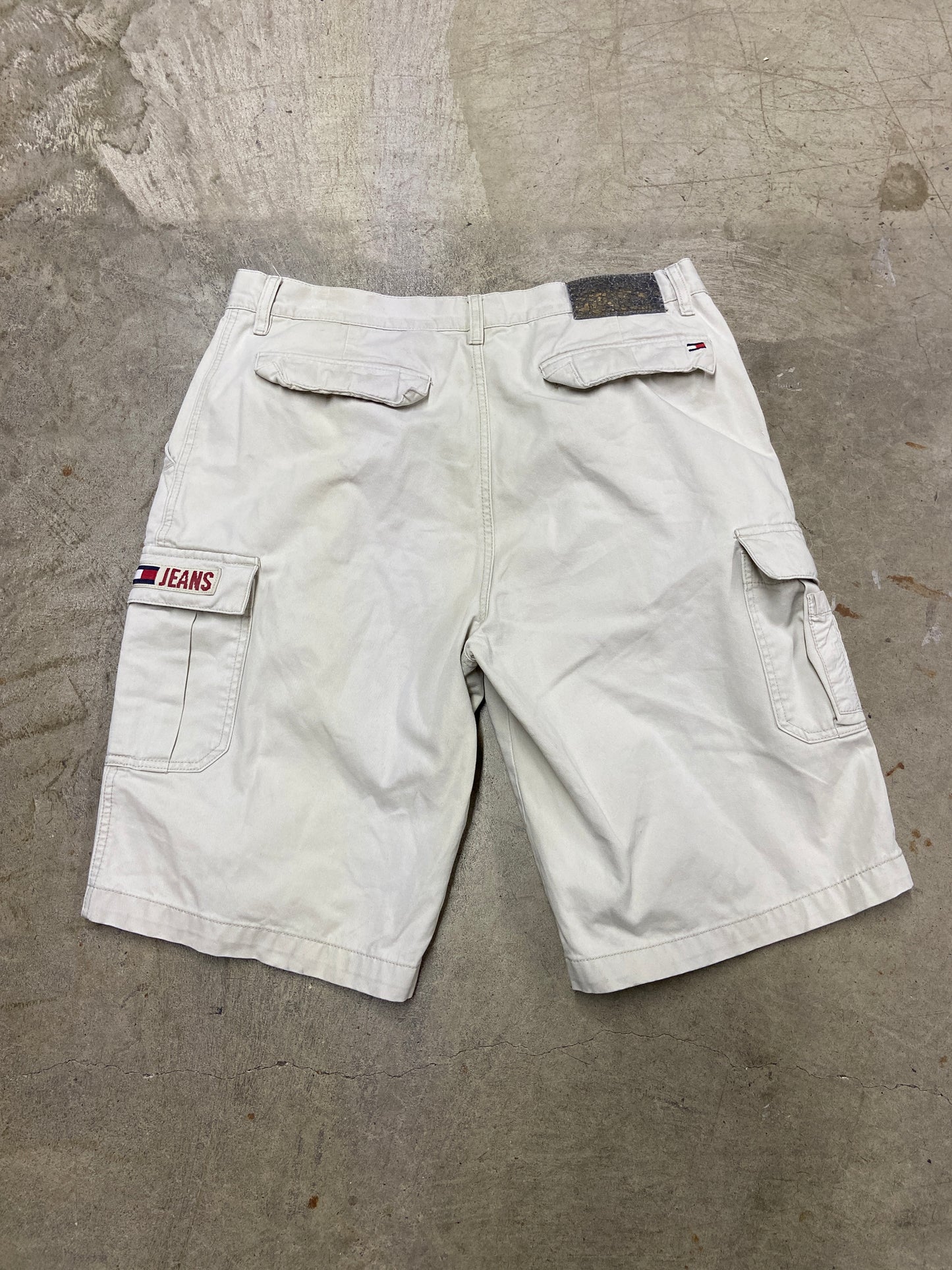 Y2K Tommy Hilfiger Khaki Cargo Baggy Jorts Sz 36