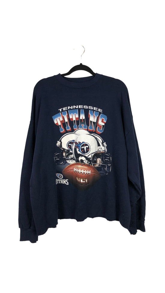 VTG Cropped Tennessee Titans Helmet Sweatshirt Sz XL