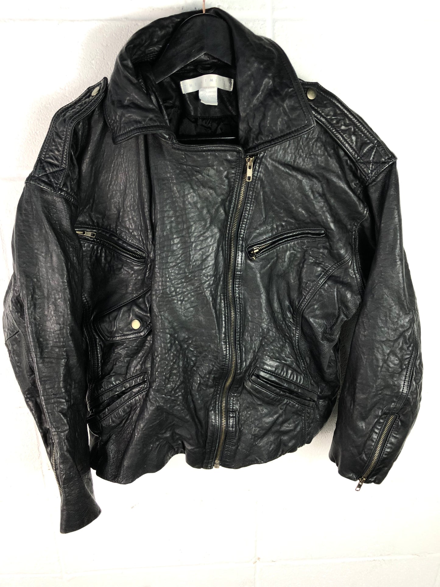 VTG Wmns The Limited Leather Biker Jacket Sz Med