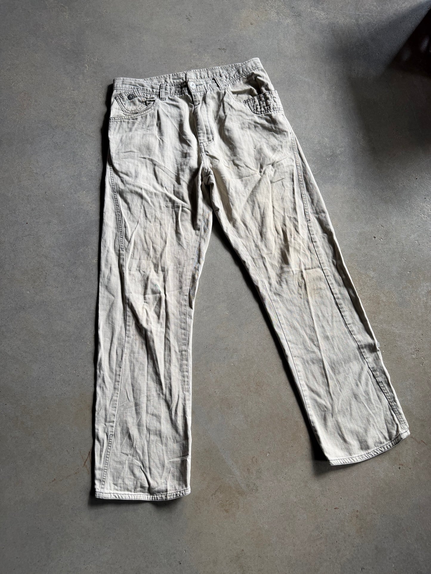 Y2K Distressed Oakley Darted Trousers Sz 34x30