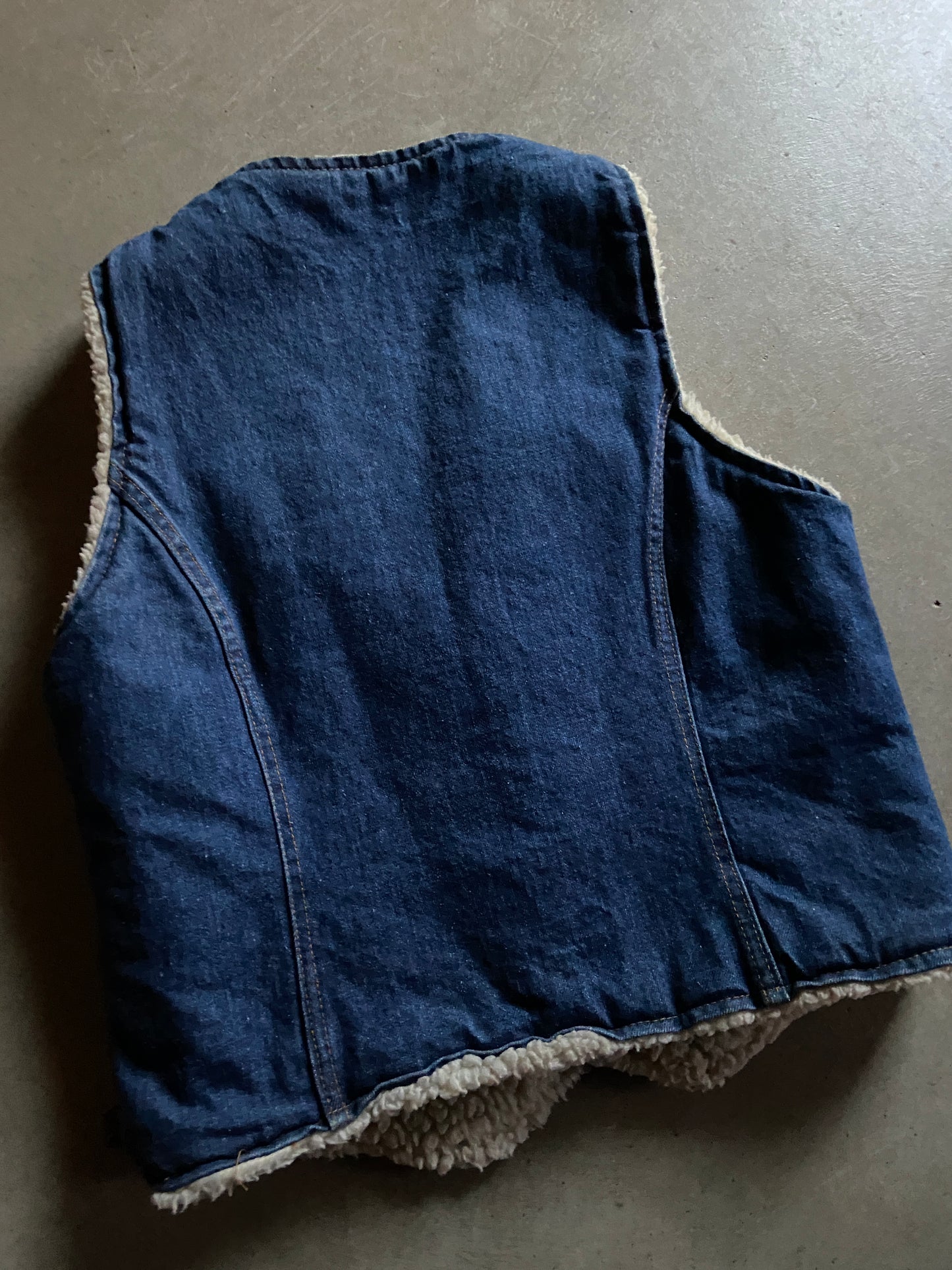VTG Nelson Sherpa Denim Vest Sz S
