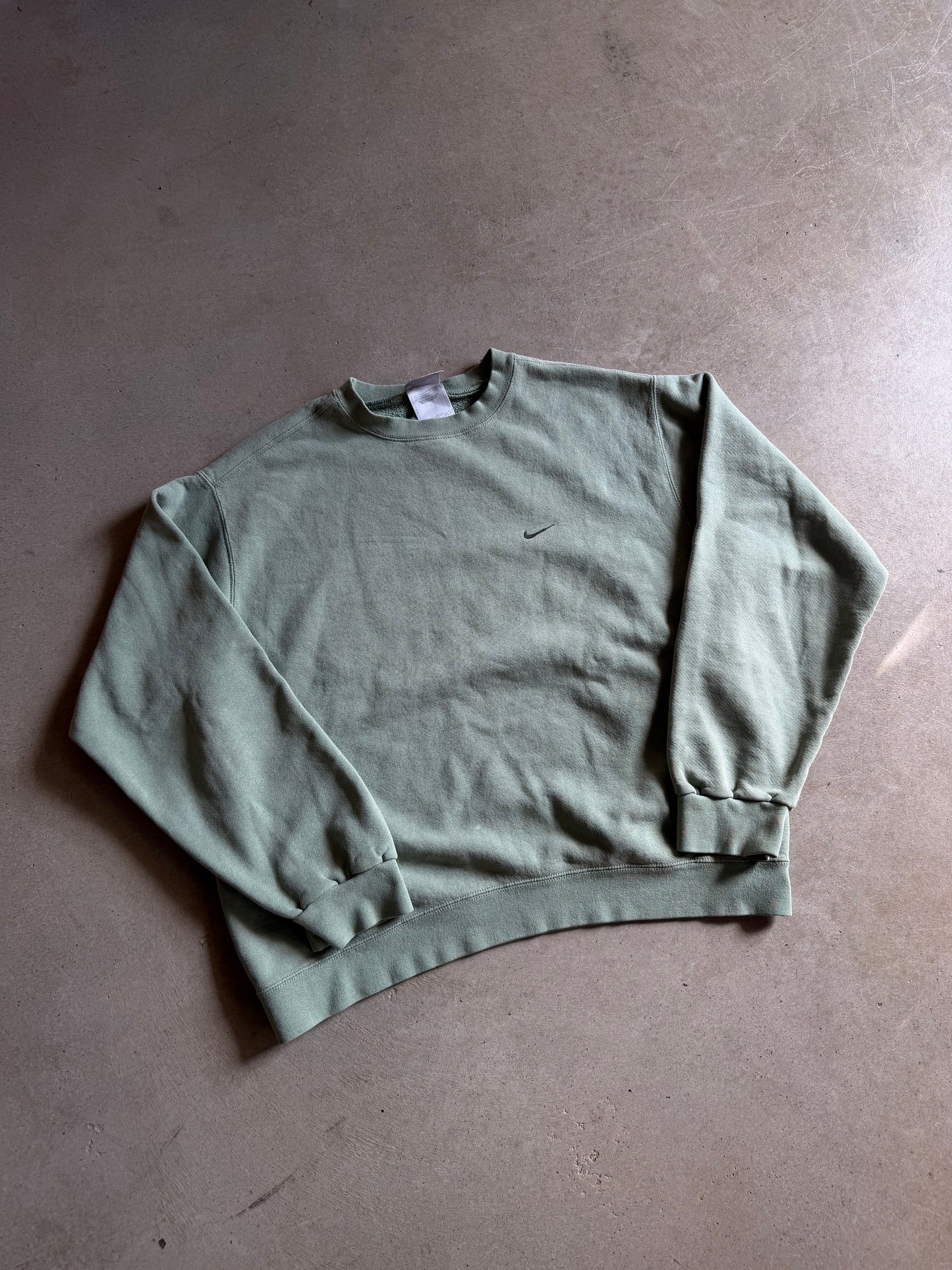 VTG Nike Light Green Mini Swoosh Sweater Sz L