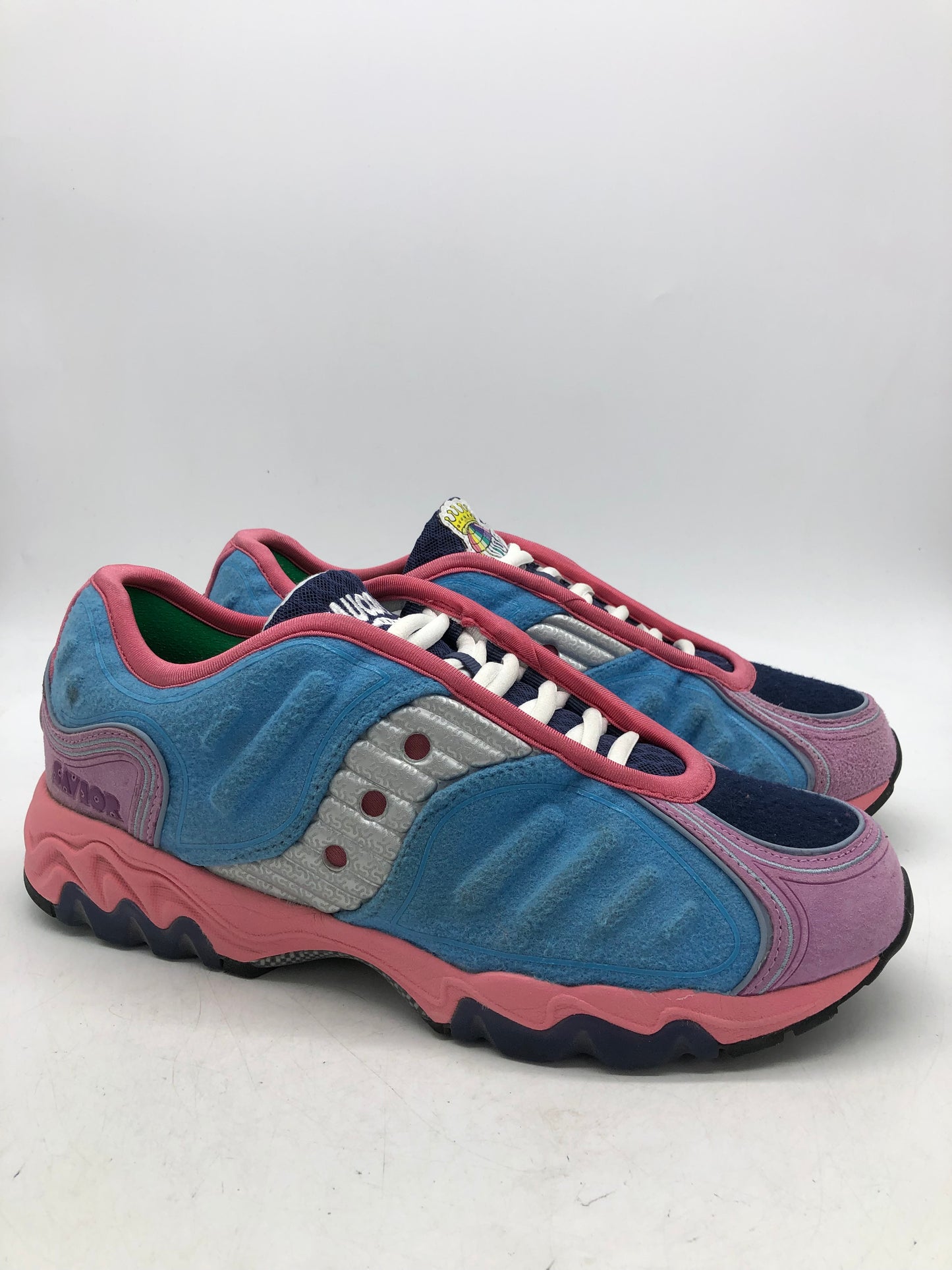 Preowned Saucony Matrix Jae Tips No Shoes In The House Blue Pink Sz 9.5M/11W