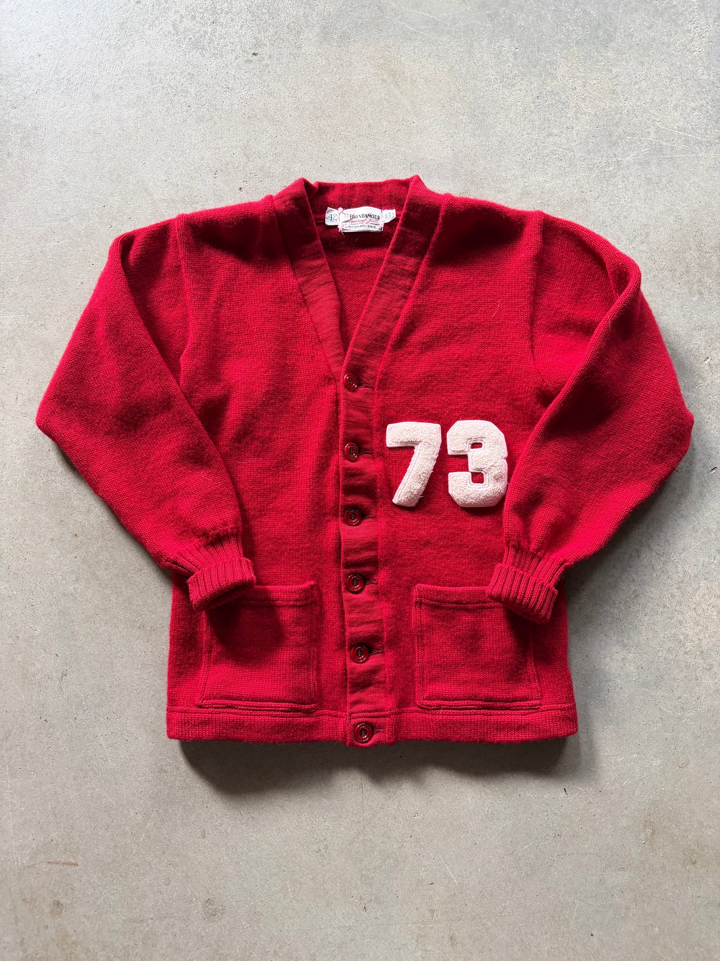 VTG Brendamour Red Wool Cardigan Sz S/M