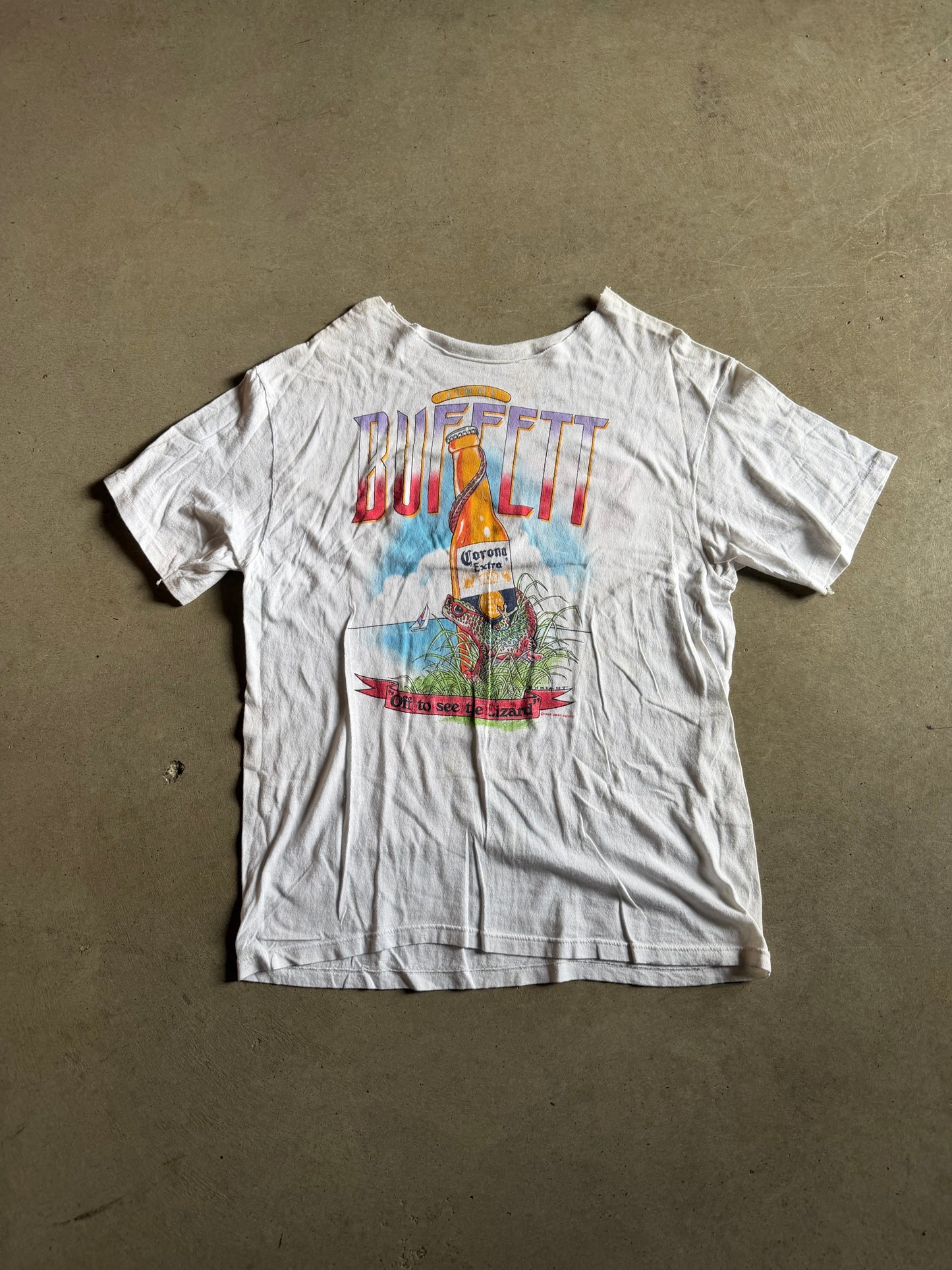 Vintage 1989 Jimmy Buffett Corona Lizard Crew Tee Sz L