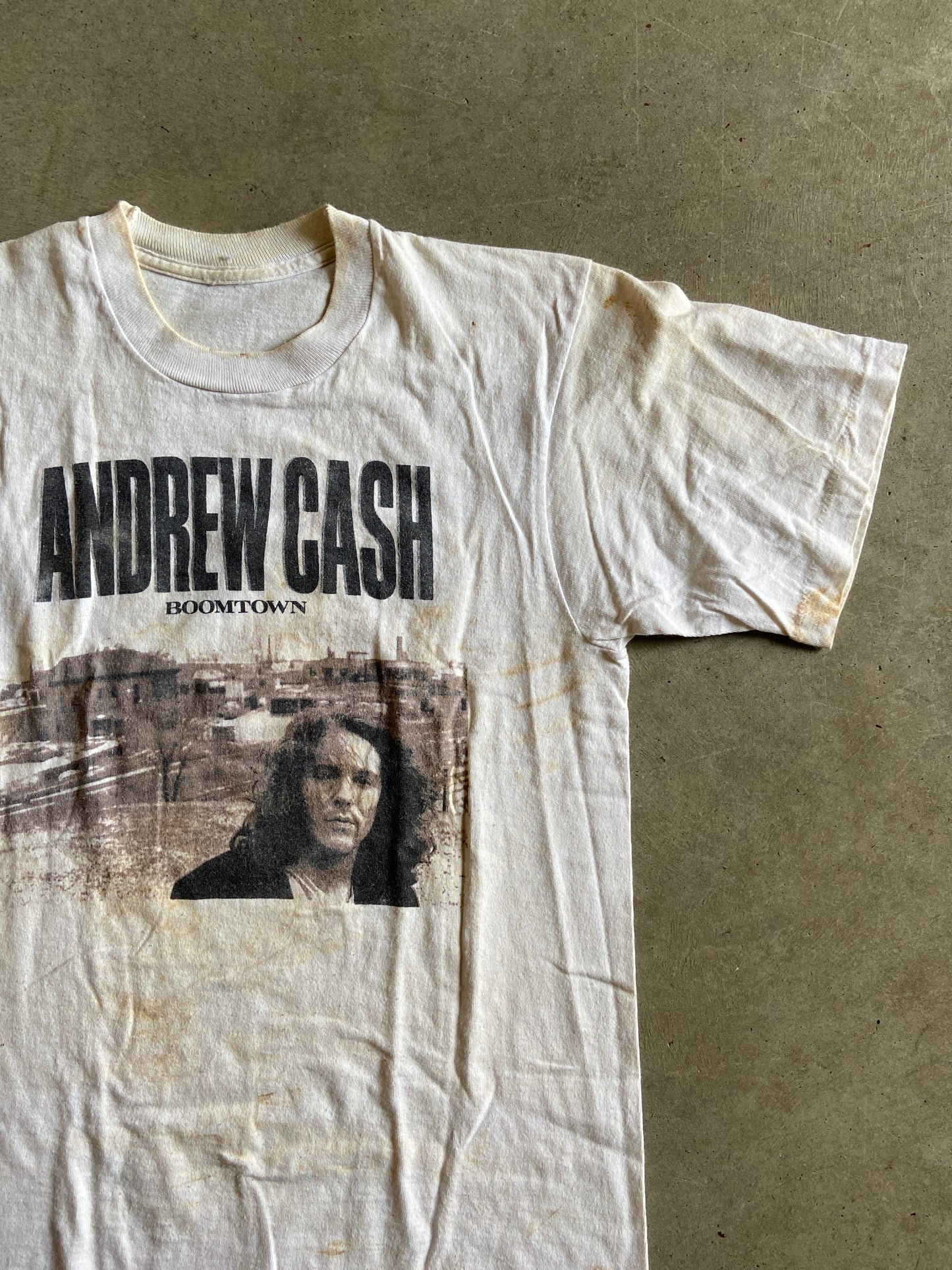 VTG Thrashed Andrew Cash Boomtown Concert Tee Sz Med