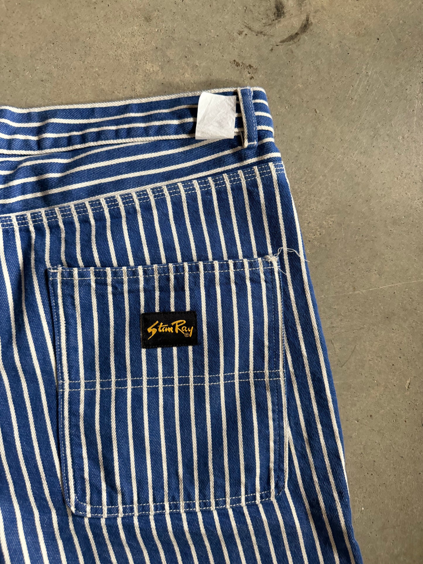 Stan Ray Painter Pants Blue Stripe Shorts Sz 34