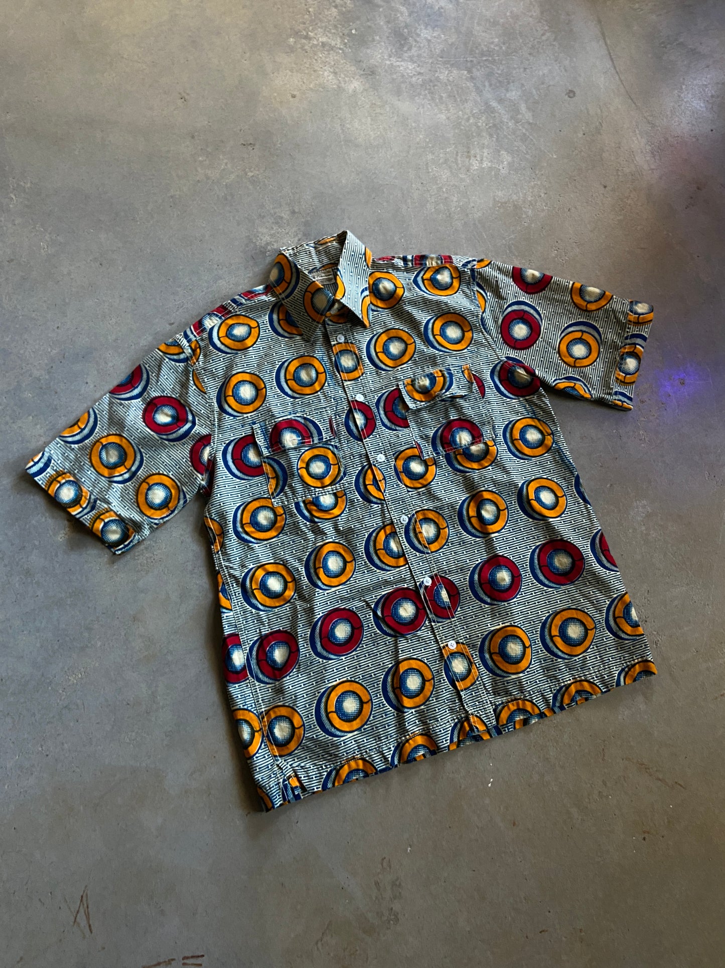 VTG Art Print S/S Button Up Shirt Sz L