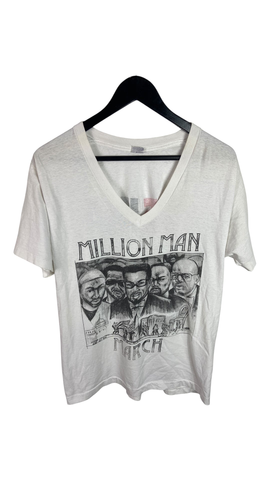 VTG Million Man March V Neck Tee Sz Med