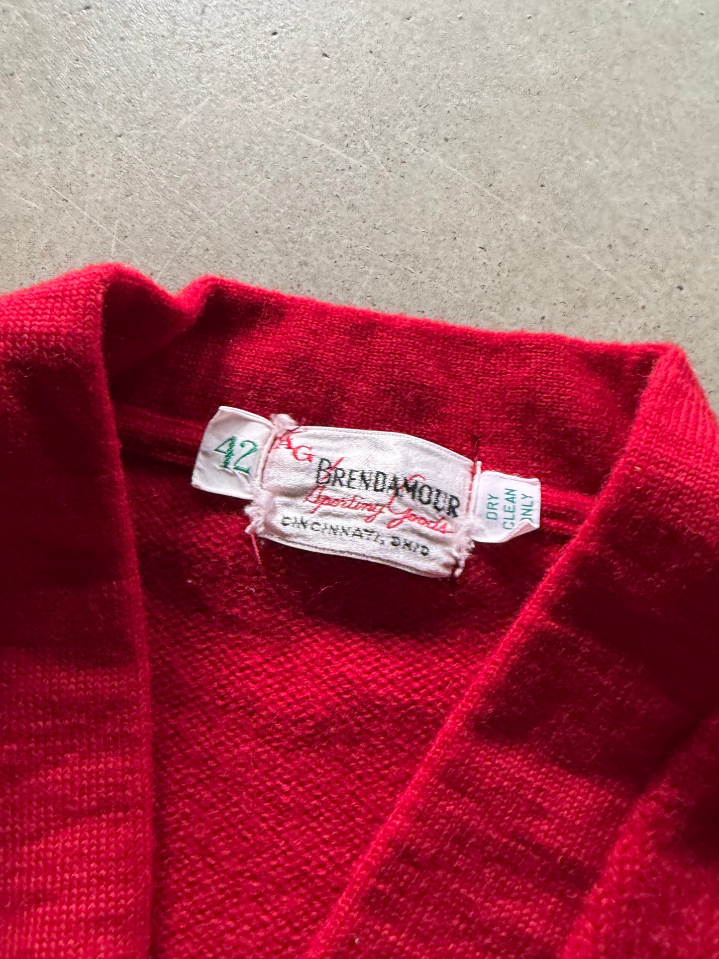 VTG Brendamour Red Wool Cardigan Sz S/M