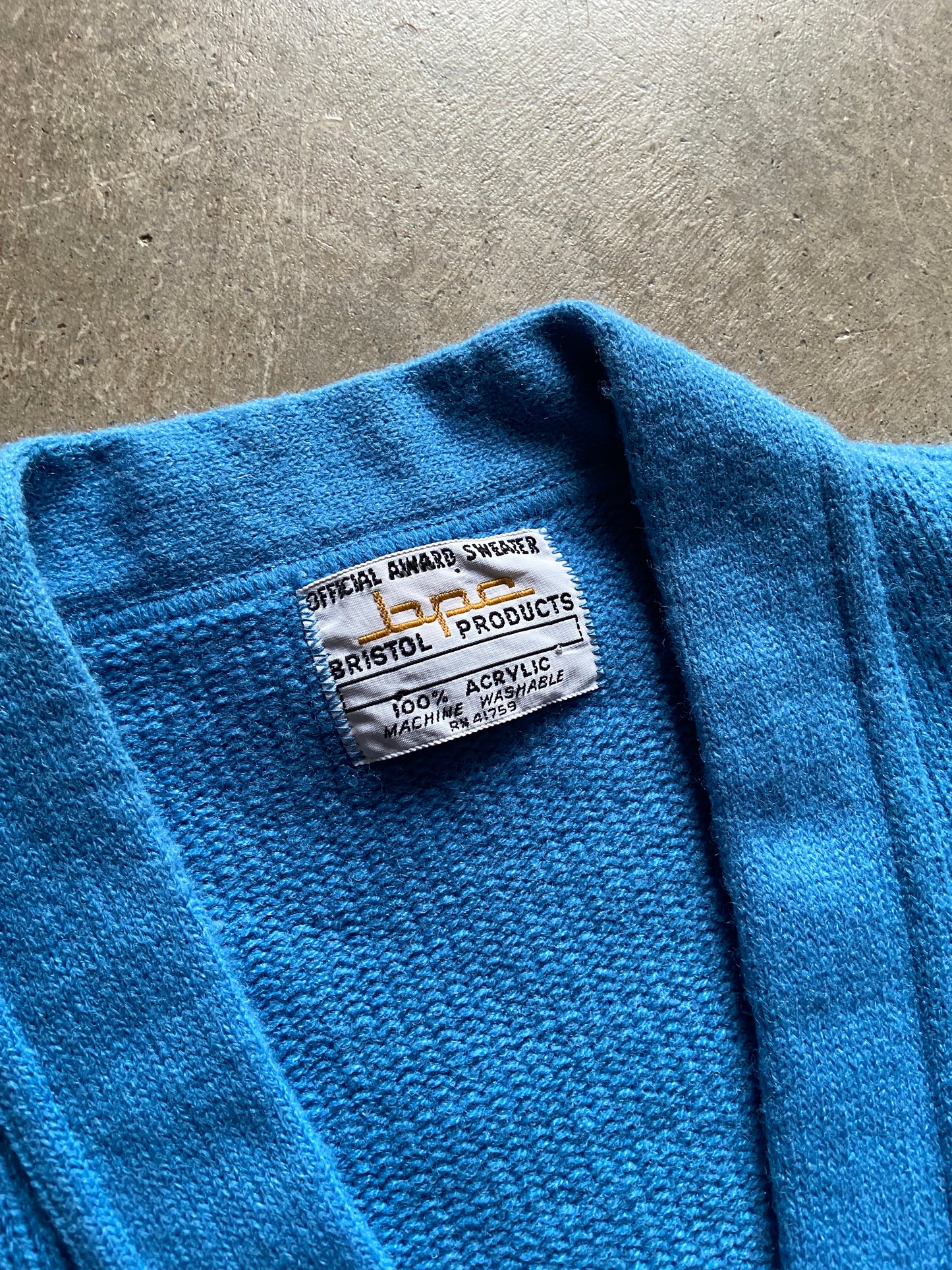 VTG PM Academic Light Blue Cardigan Sweater Sz L