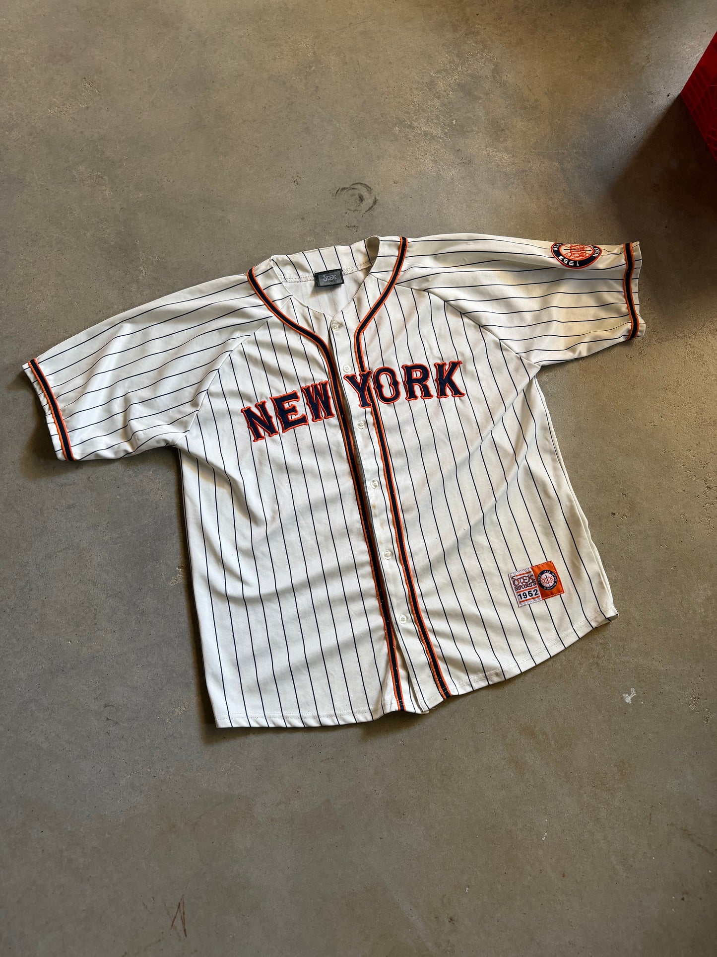 New York Otek Sports Stripe Baseball Jersey Sz L