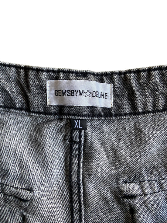 Gemsbyn Deline Stacked Cargo Black Denim Jeans Sz 36x34
