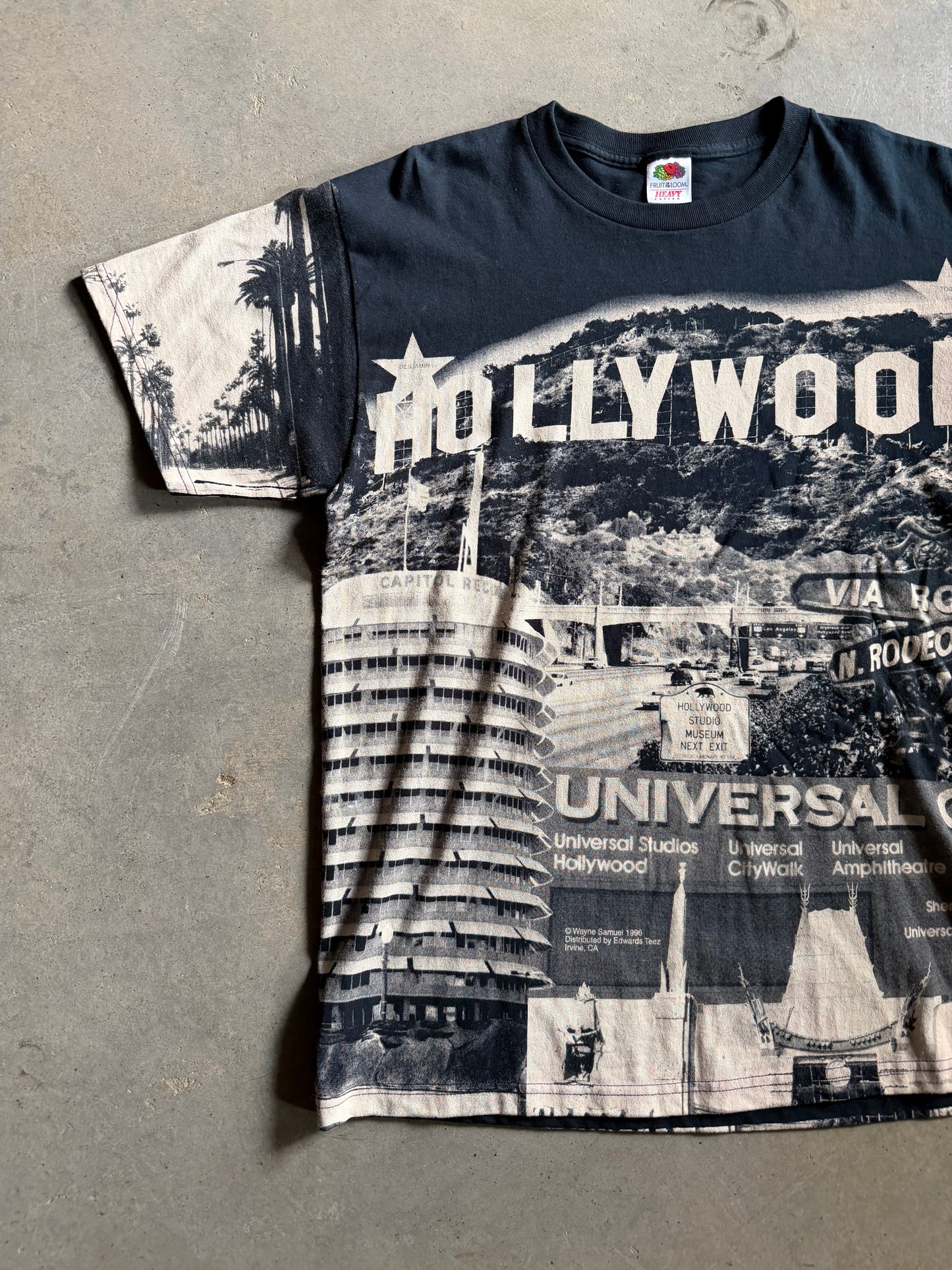 VTG Hollywood All Over Print Tee Sz L