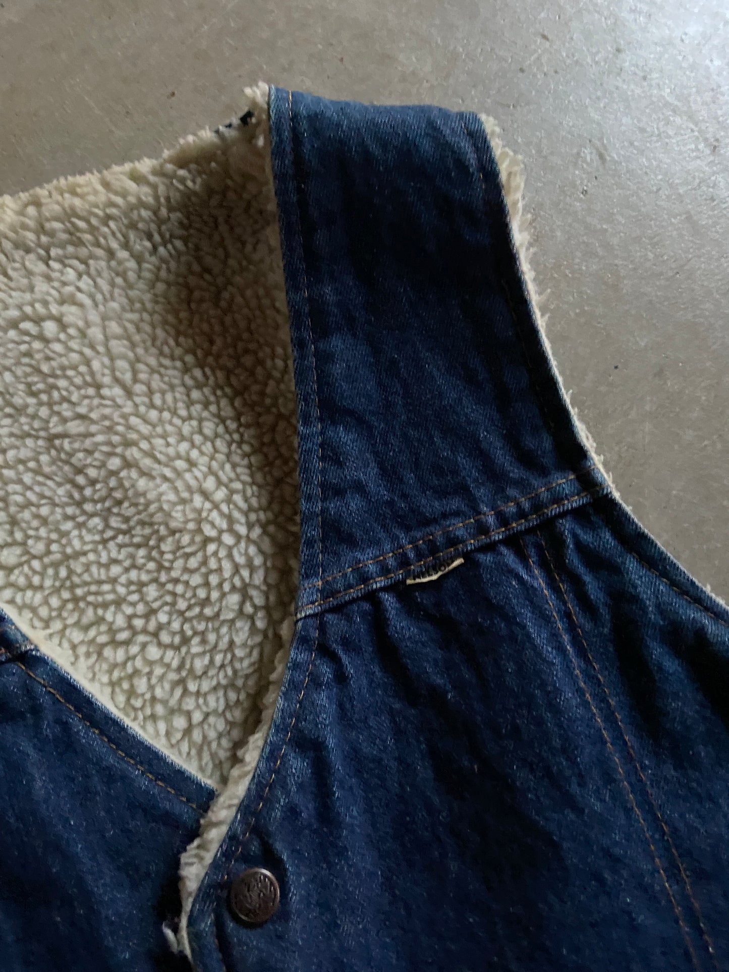 VTG Nelson Sherpa Denim Vest Sz S
