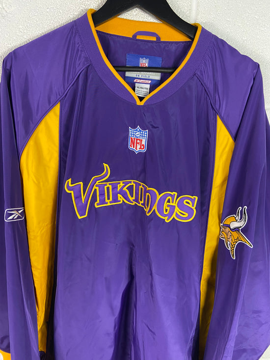 Y2K VTG Reebok Minnesota Vikings On Field Pullover Jacket Sz XL